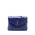 SAINT LAURENT/YSL MEDIUM LOULOU SHOULDER BAG CALFSKIN BLUE GHW