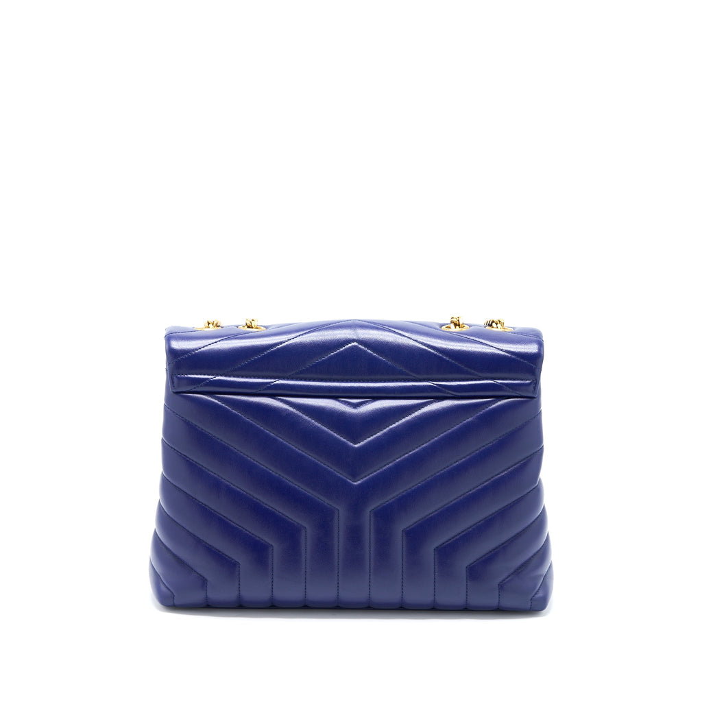 SAINT LAURENT/YSL MEDIUM LOULOU SHOULDER BAG CALFSKIN BLUE GHW