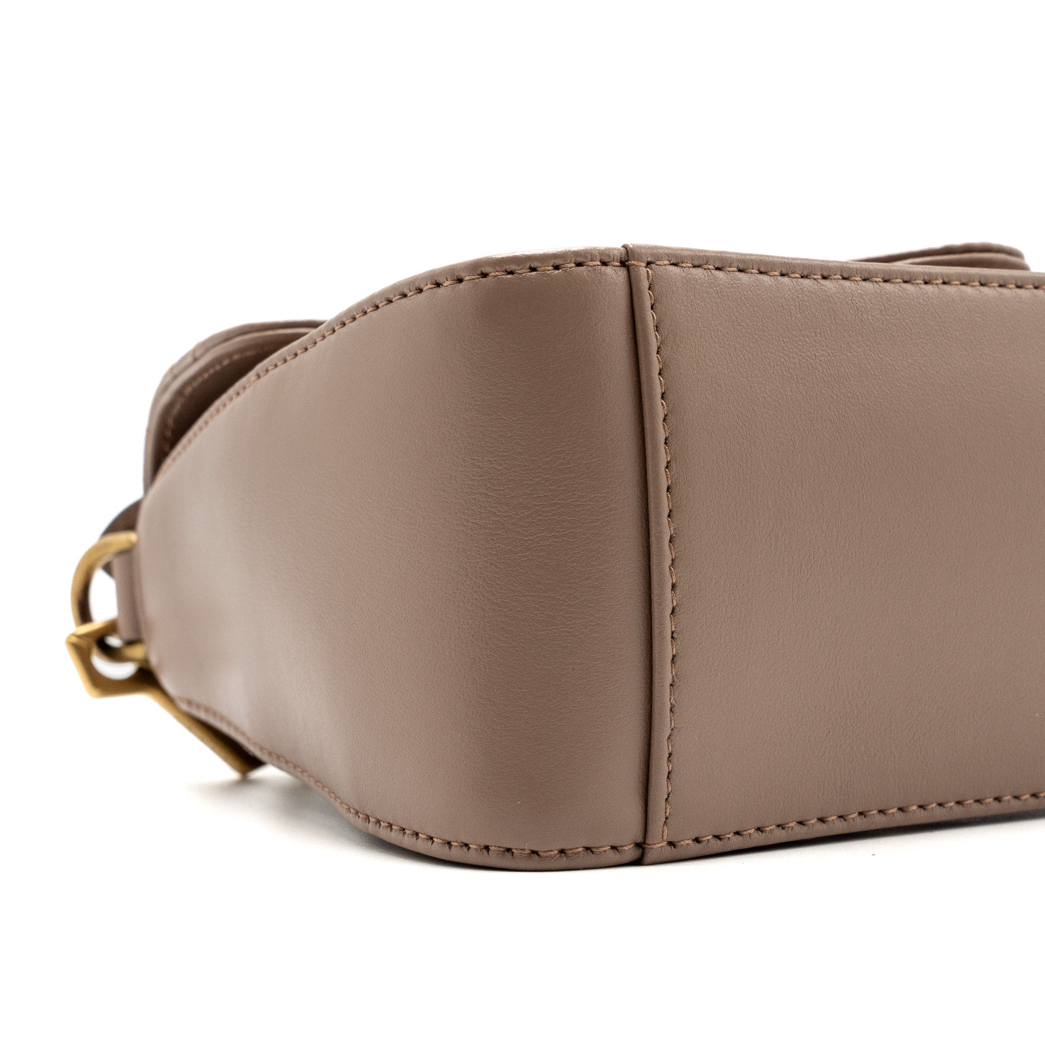 GUCCI GG MARMONT MINI TOP HANDLE BAG LEATHER DARK BEIGE GHW