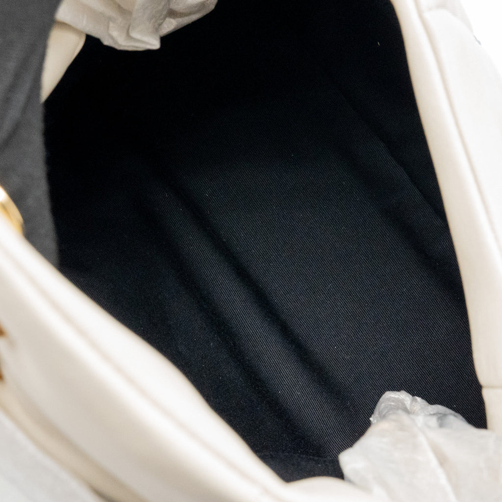 SAINT LAURENT/YSL SMALL LOULOU PUFFER SHOULDER BAG LAMBSKIN BLANC VINTAGE GHW
