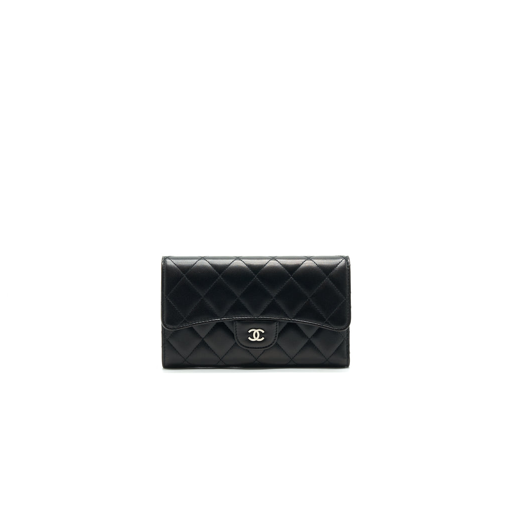 CHANEL CLASSIC FLAP WALLET LAMBSKIN BLACK SHW