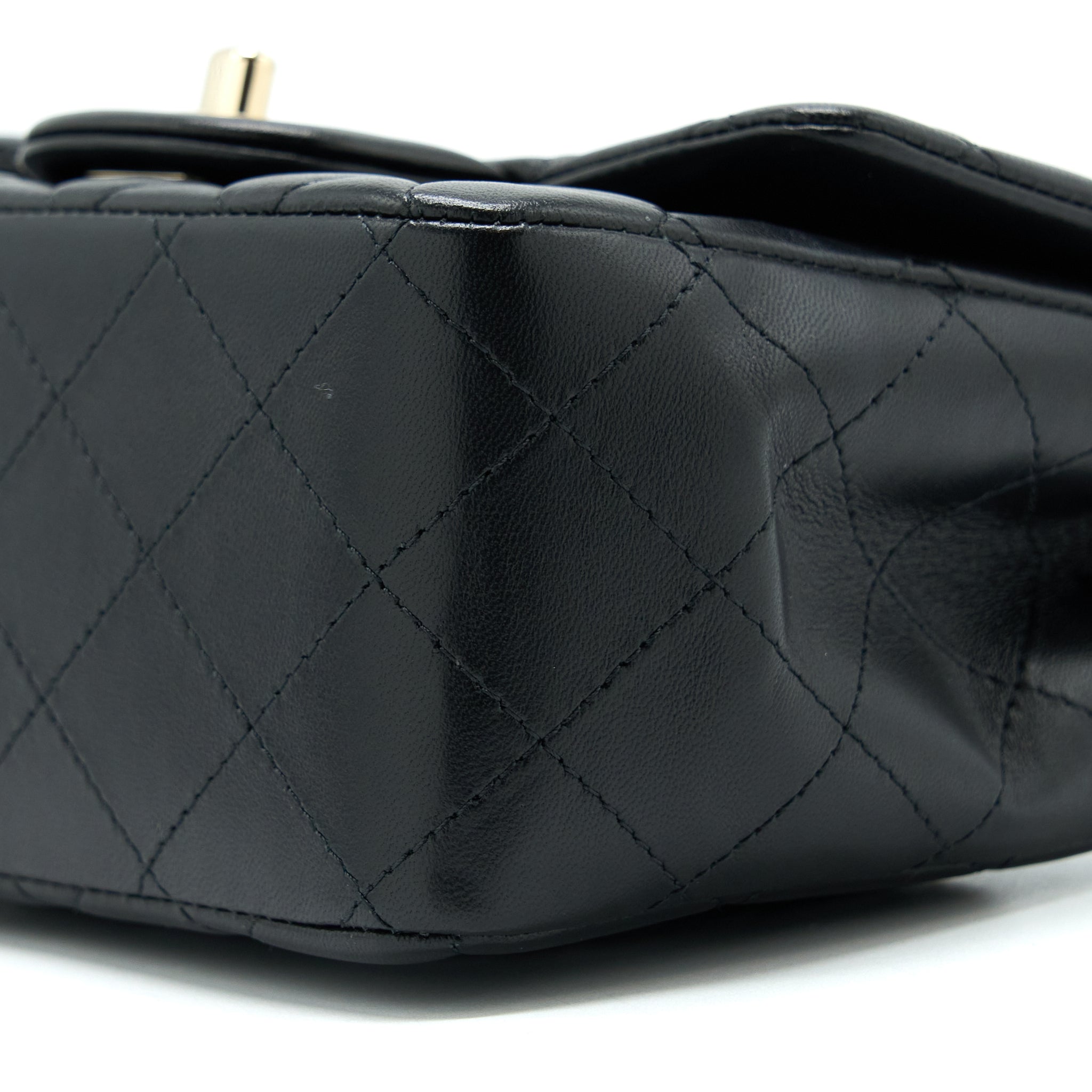 CHANEL CLASSIC MINI SQUARE FLAP BAG LAMBSKIN BLACK LGHW (MICROCHIP)