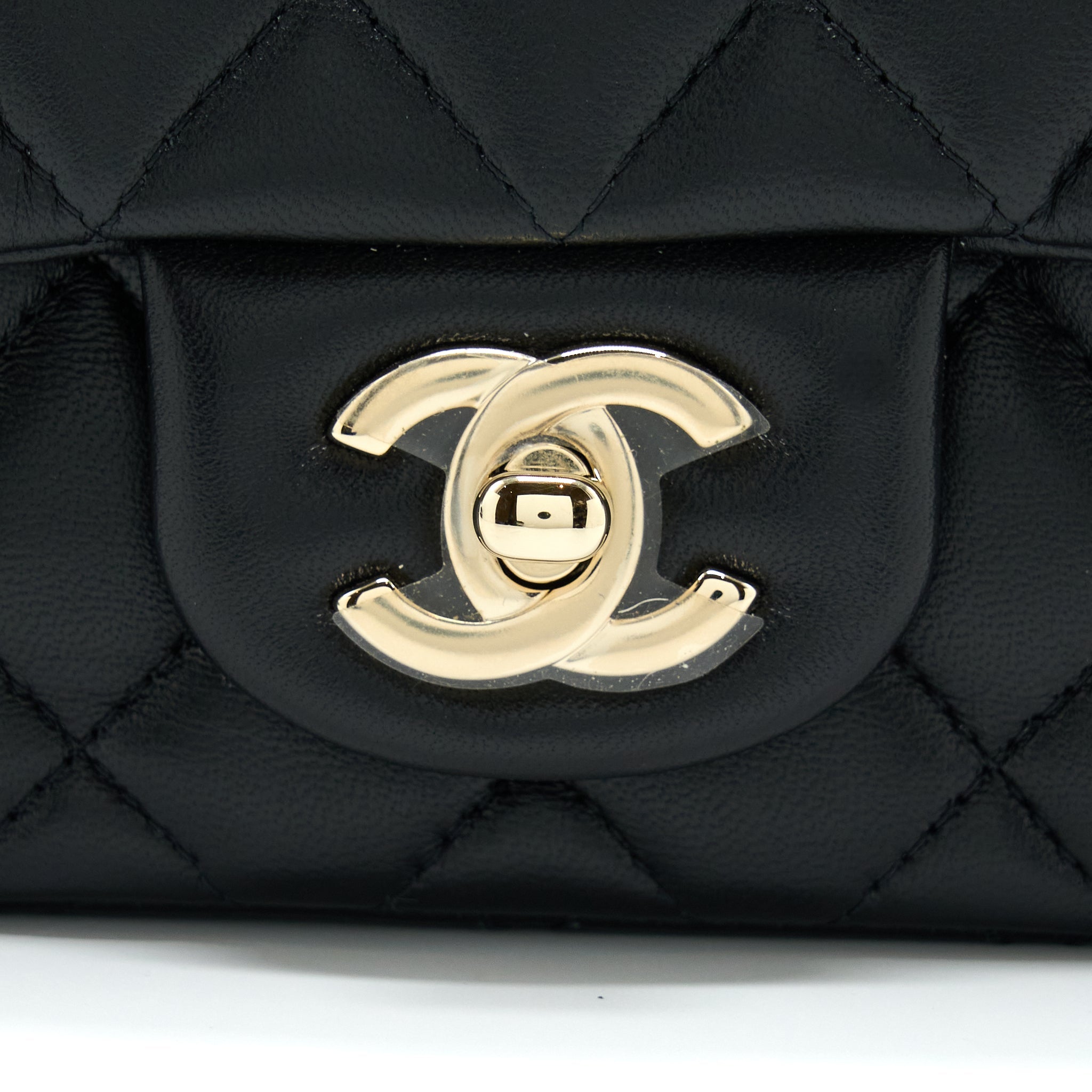 CHANEL CLASSIC MINI SQUARE FLAP BAG LAMBSKIN BLACK LGHW (MICROCHIP)
