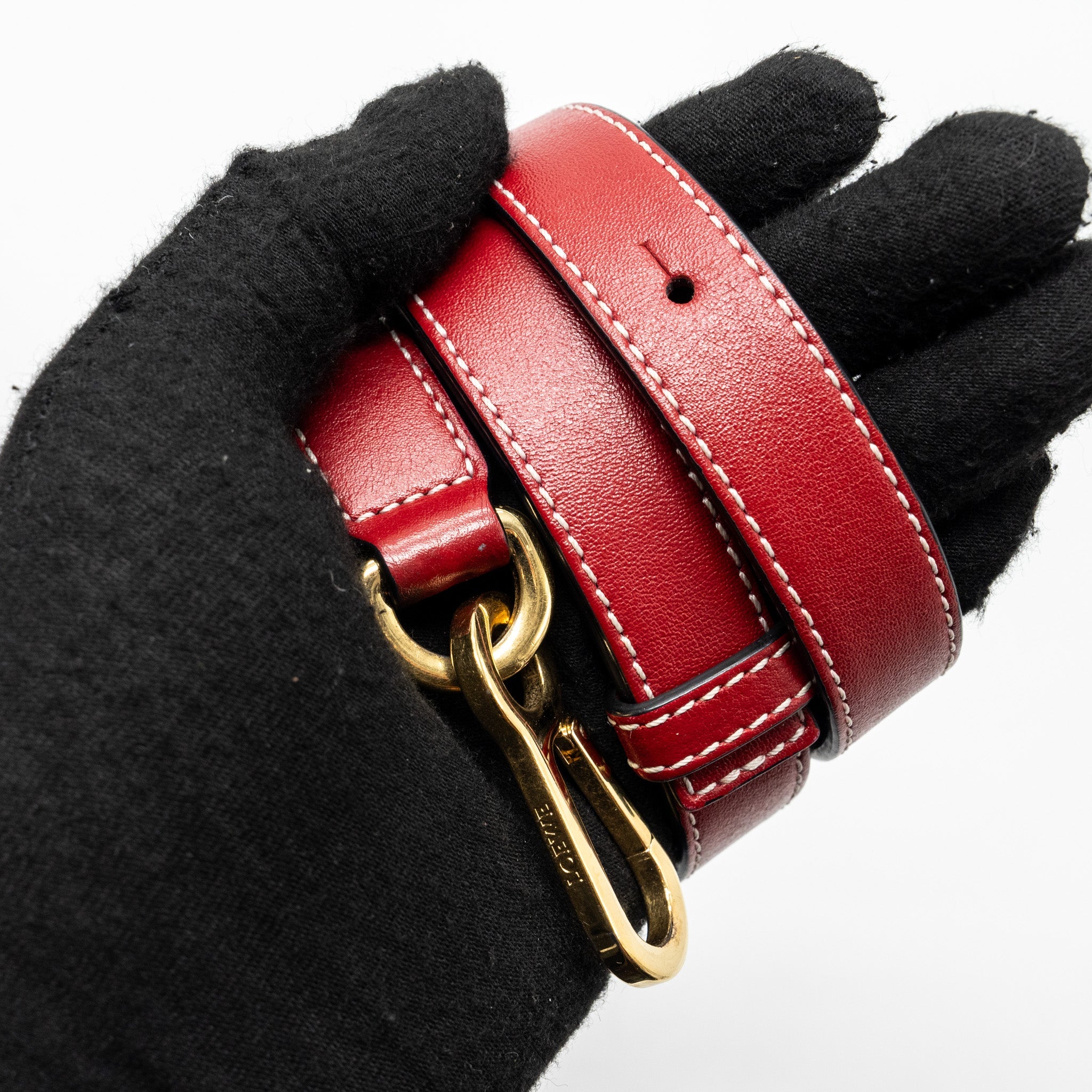 LOEWE SMALL PUZZLE GRAINED CALFSKIN RED GHW