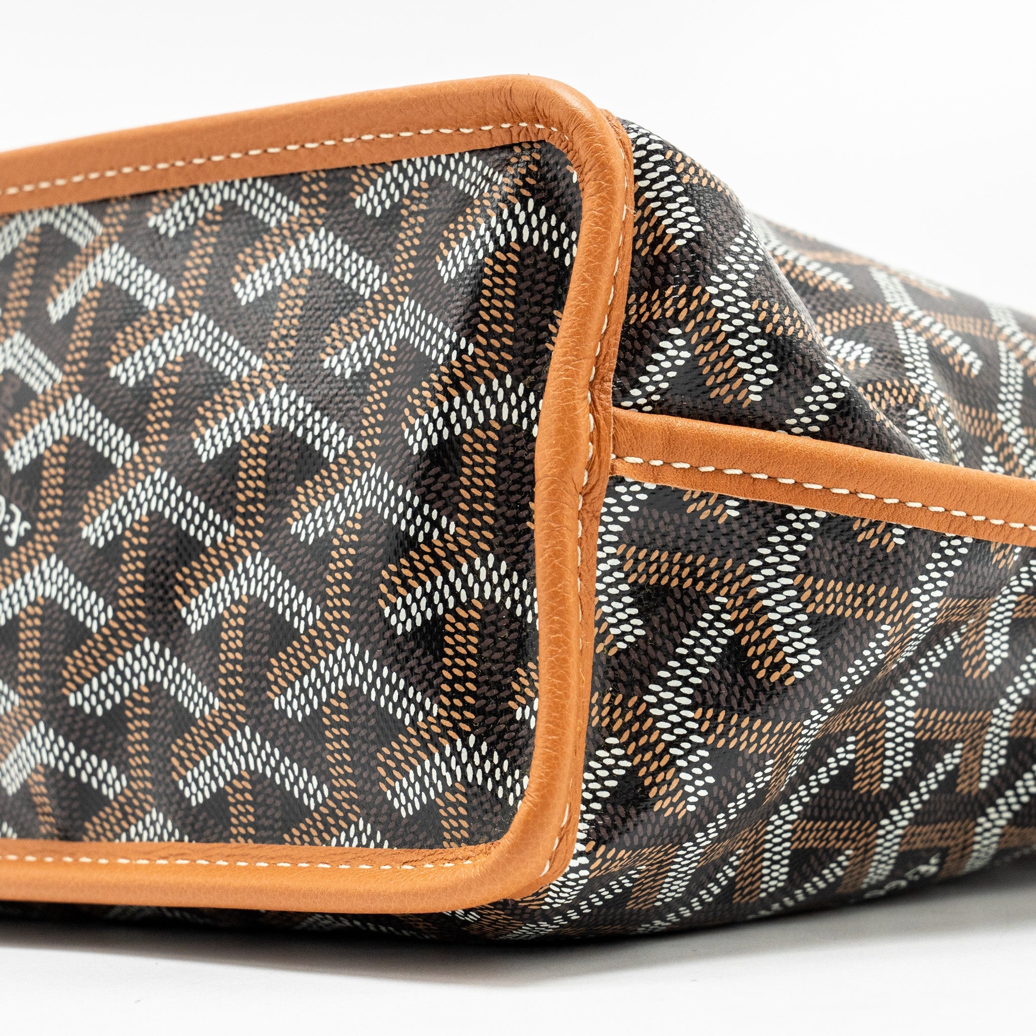 GOYARD MINI ANJOU TOTE BAG GOYARDLINE CANVAS / CALFSKIN BLACK/TAN SHW