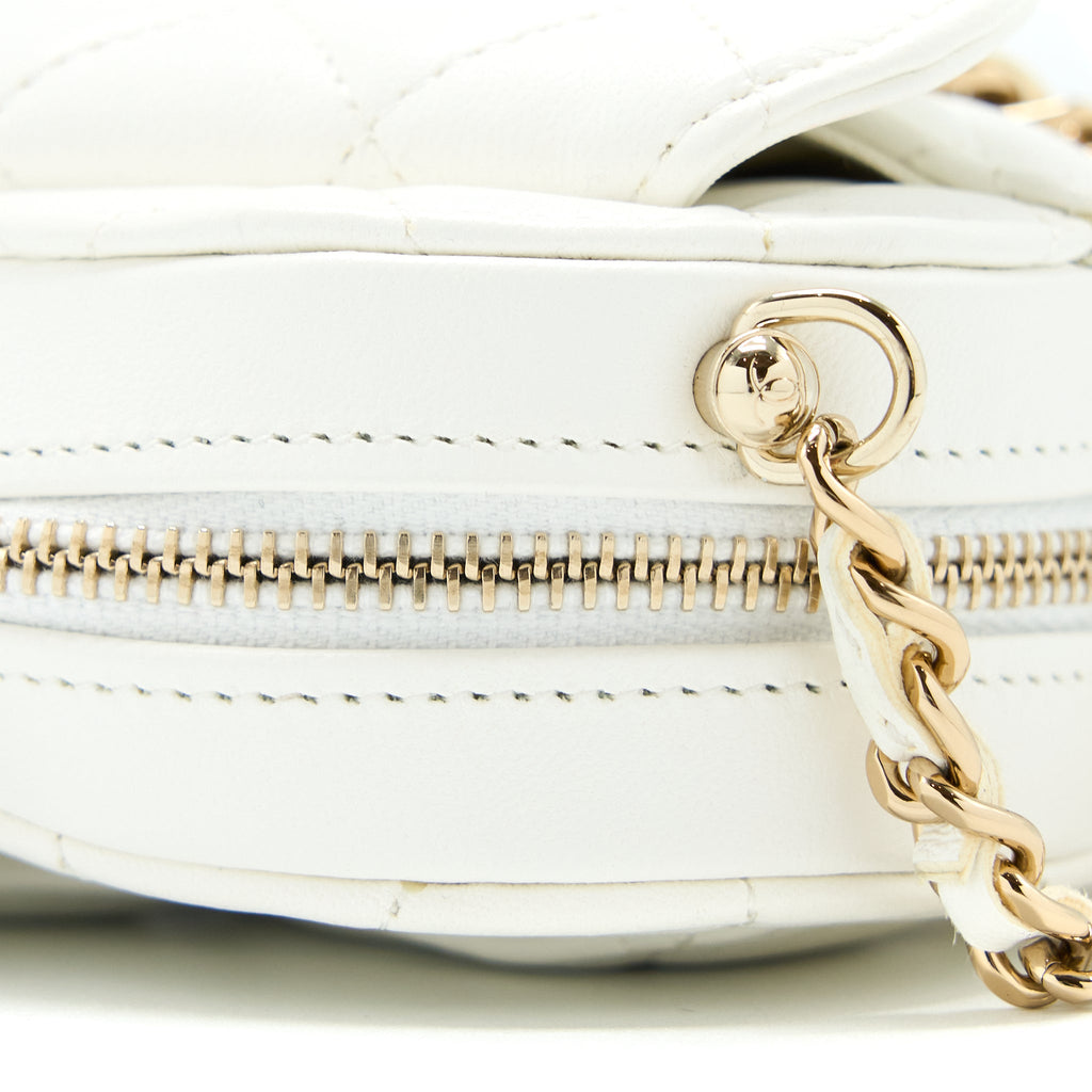 CHANEL SMALL HEART BAG LAMBSKIN WHITE LGHW