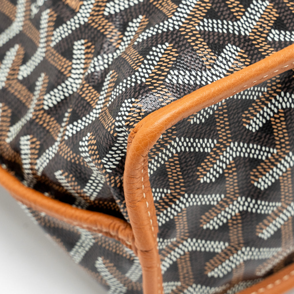 GOYARD MINI ANJOU TOTE BAG GOYARDLINE CANVAS / CALFSKIN BLACK/TAN SHW