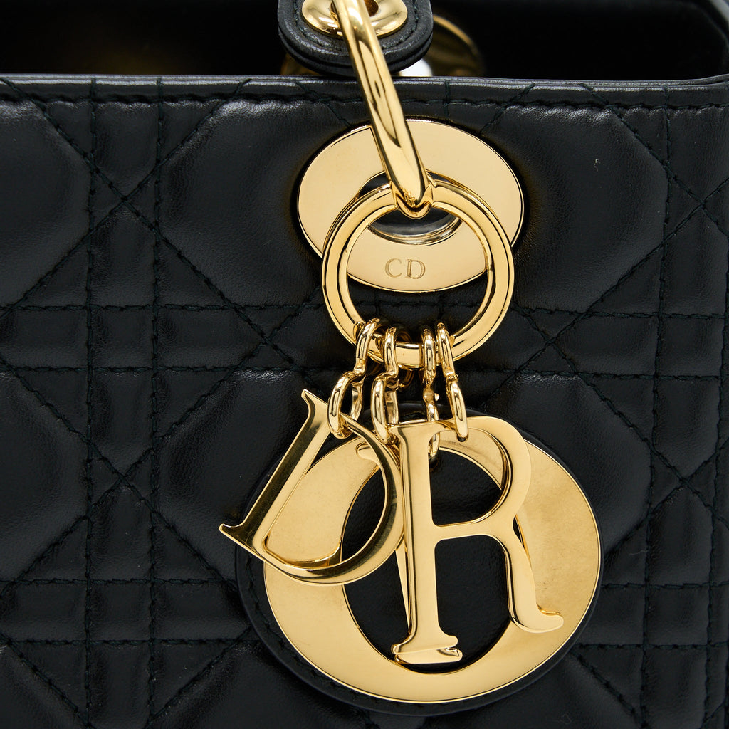 DIOR MEDIUM LADY DIOR LAMBSKIN BLACK GHW