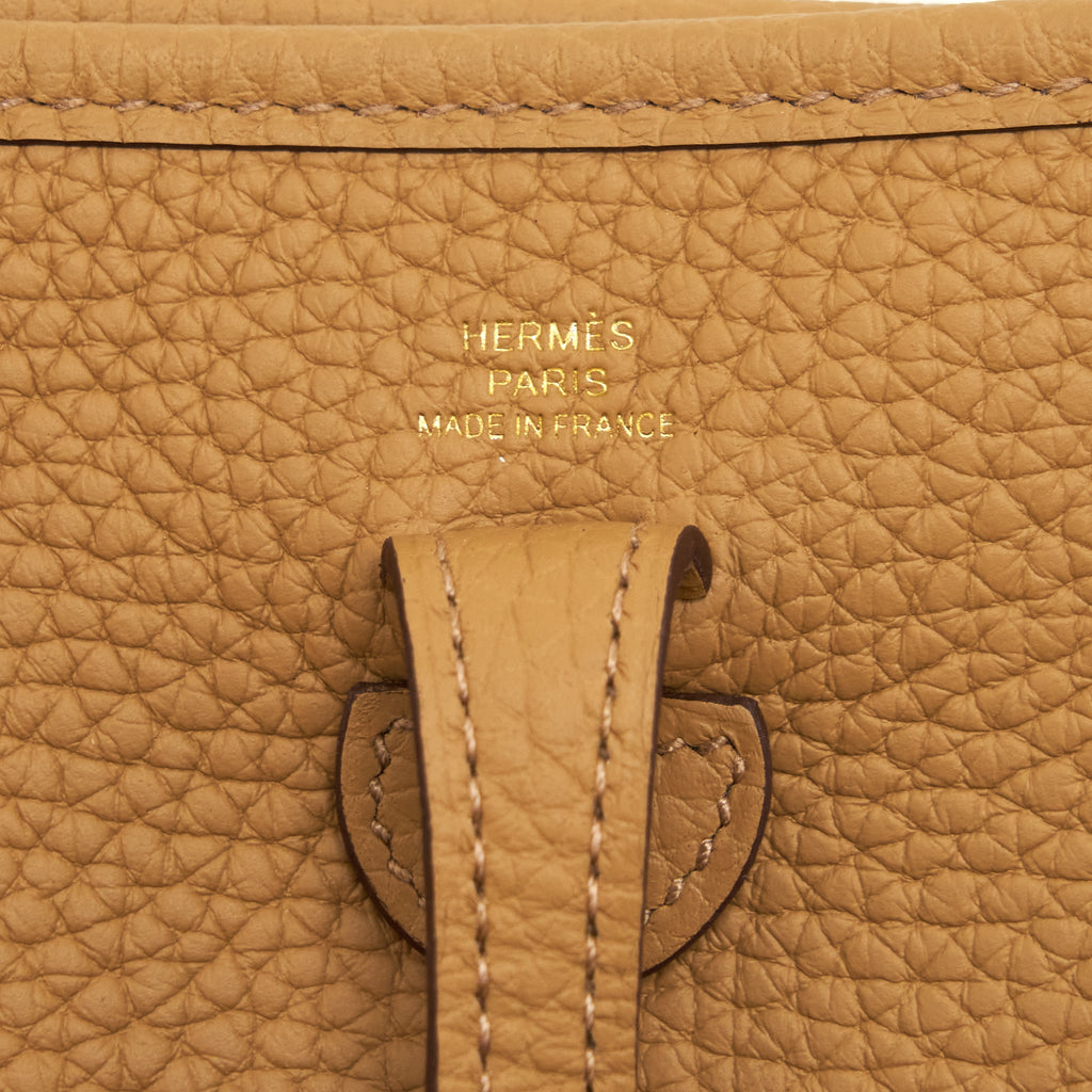 HERMES MINI EVELYNE 16 CLEMENCE BISCUIT/ CAMEL GHW