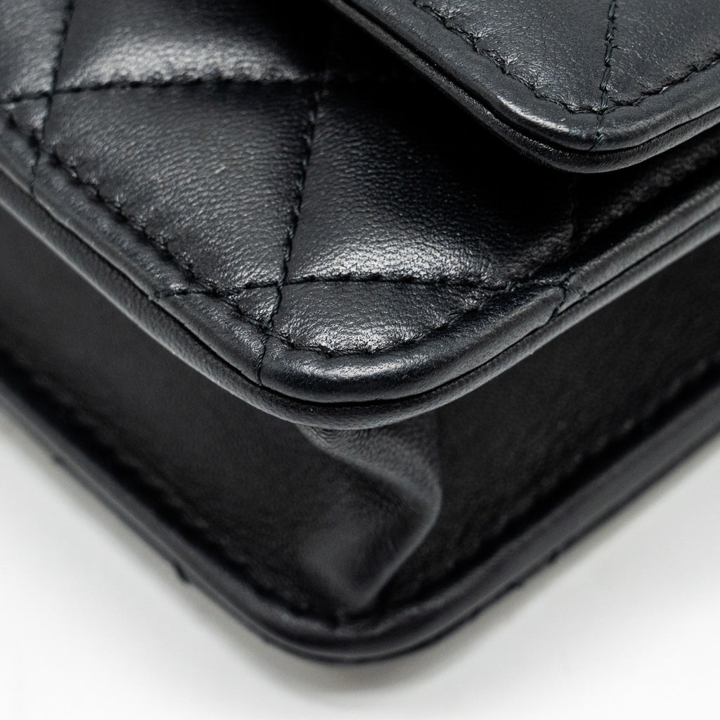 CHANEL TRENDY CC WALLET ON CHAIN LAMBSKIN BLACK LGHW (MICROCHIP)