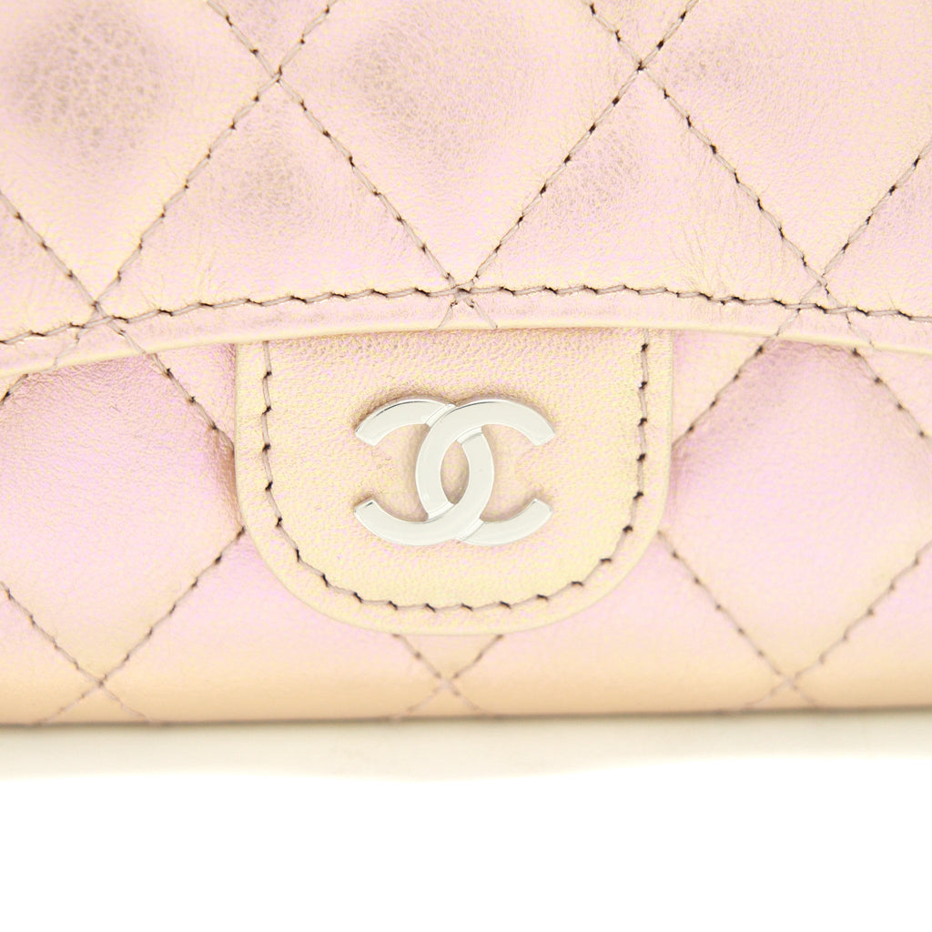 CHANEL 21K IRIDESCENT PINK FLAP CARD HOLDER