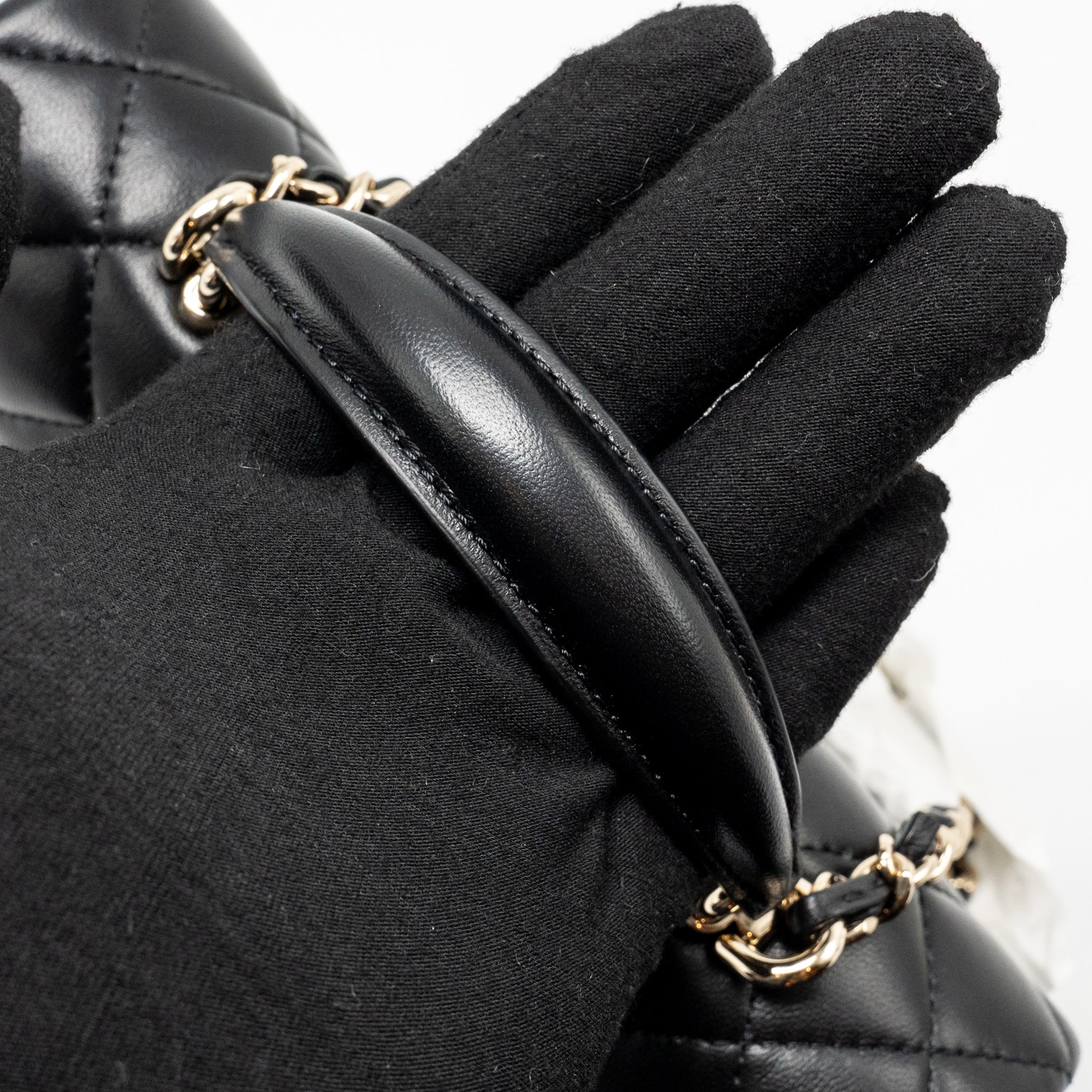 CHANEL TOP HANDLE MINI RECTANGULAR FLAP BAG LAMBSKIN BLACK LGHW (MICROCHIP)
