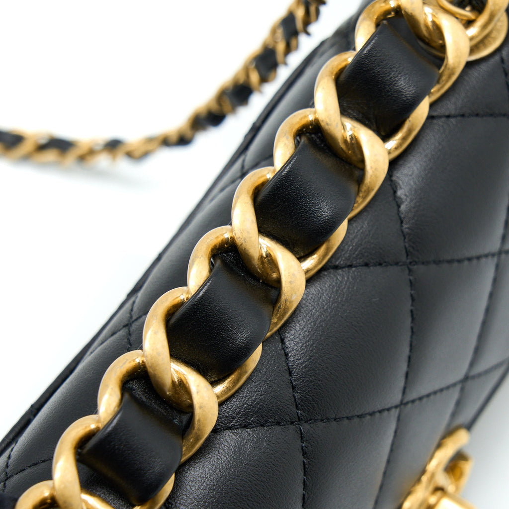 CHANEL 22S SEASONAL FLAP BAG CALFSKIN BLACK BRUSHED GHW