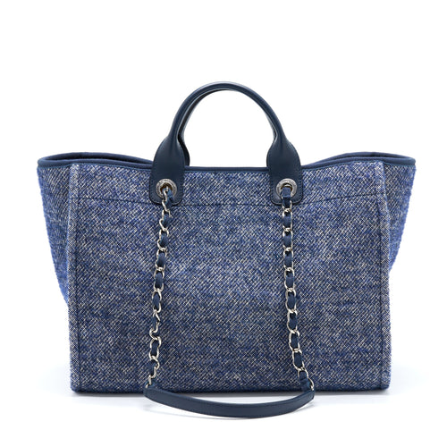 CHANEL DEAUVILLE TOTE BAG NAVY SHW(MICROCHIP)