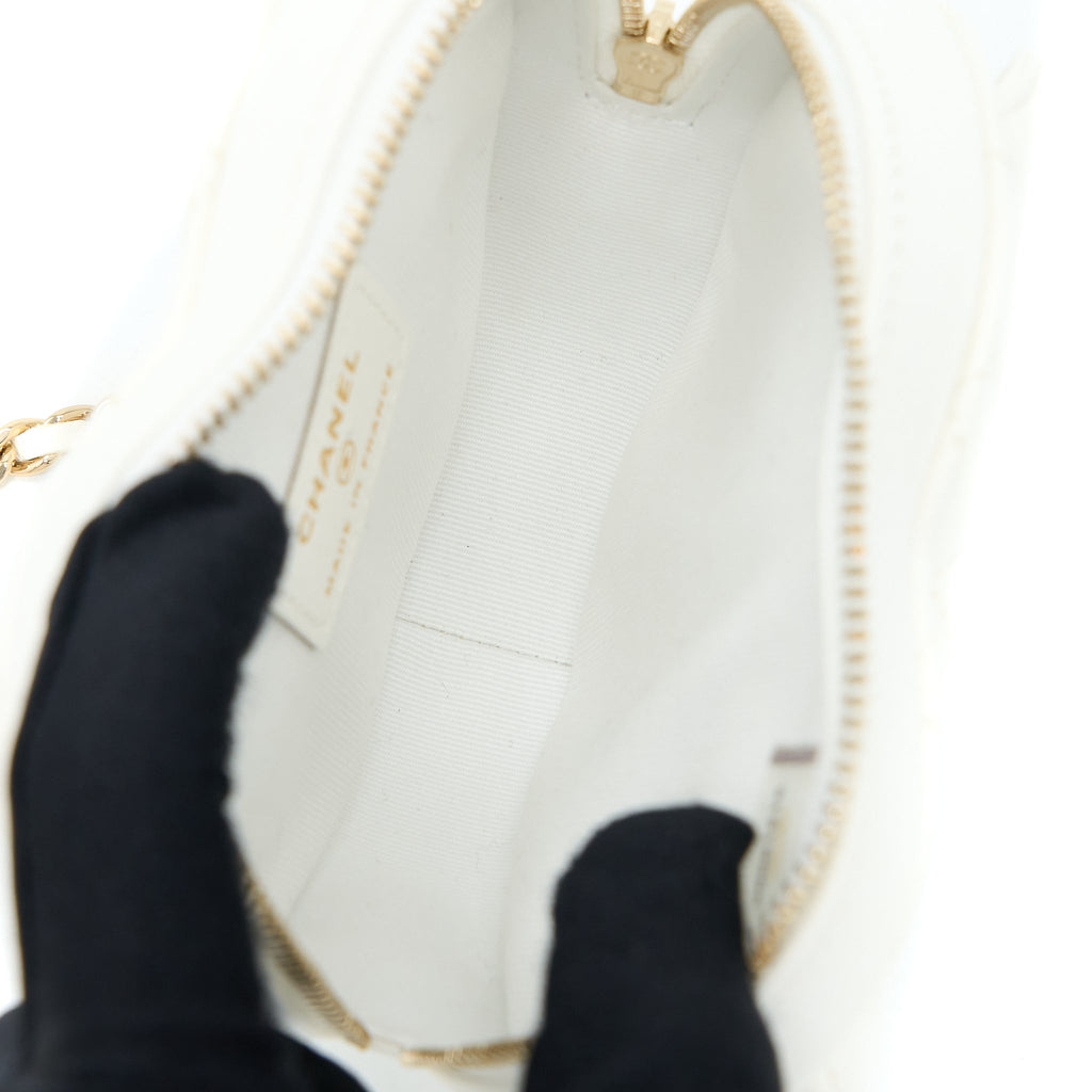 CHANEL SMALL HEART BAG LAMBSKIN WHITE LGHW