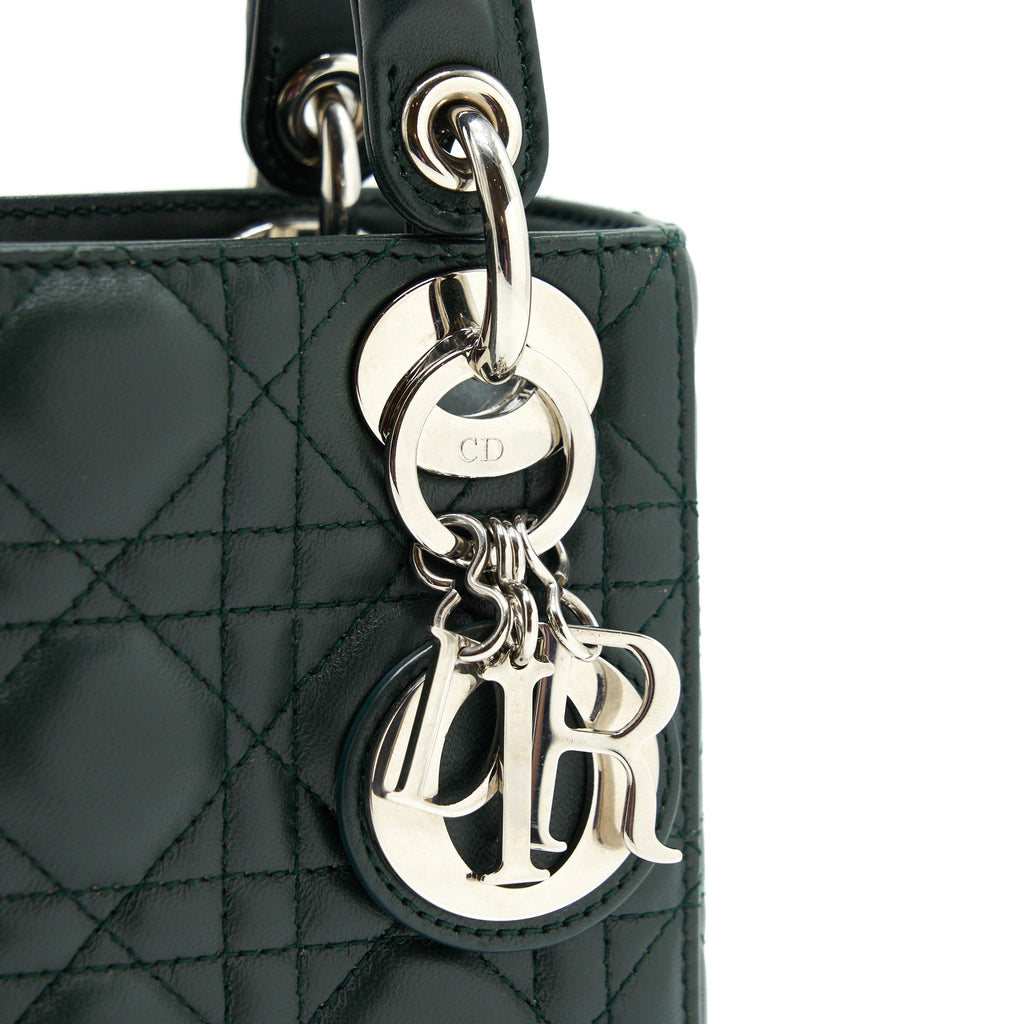 DIOR MINI LADY DIOR LAMBSKIN DARK GREEN SHW