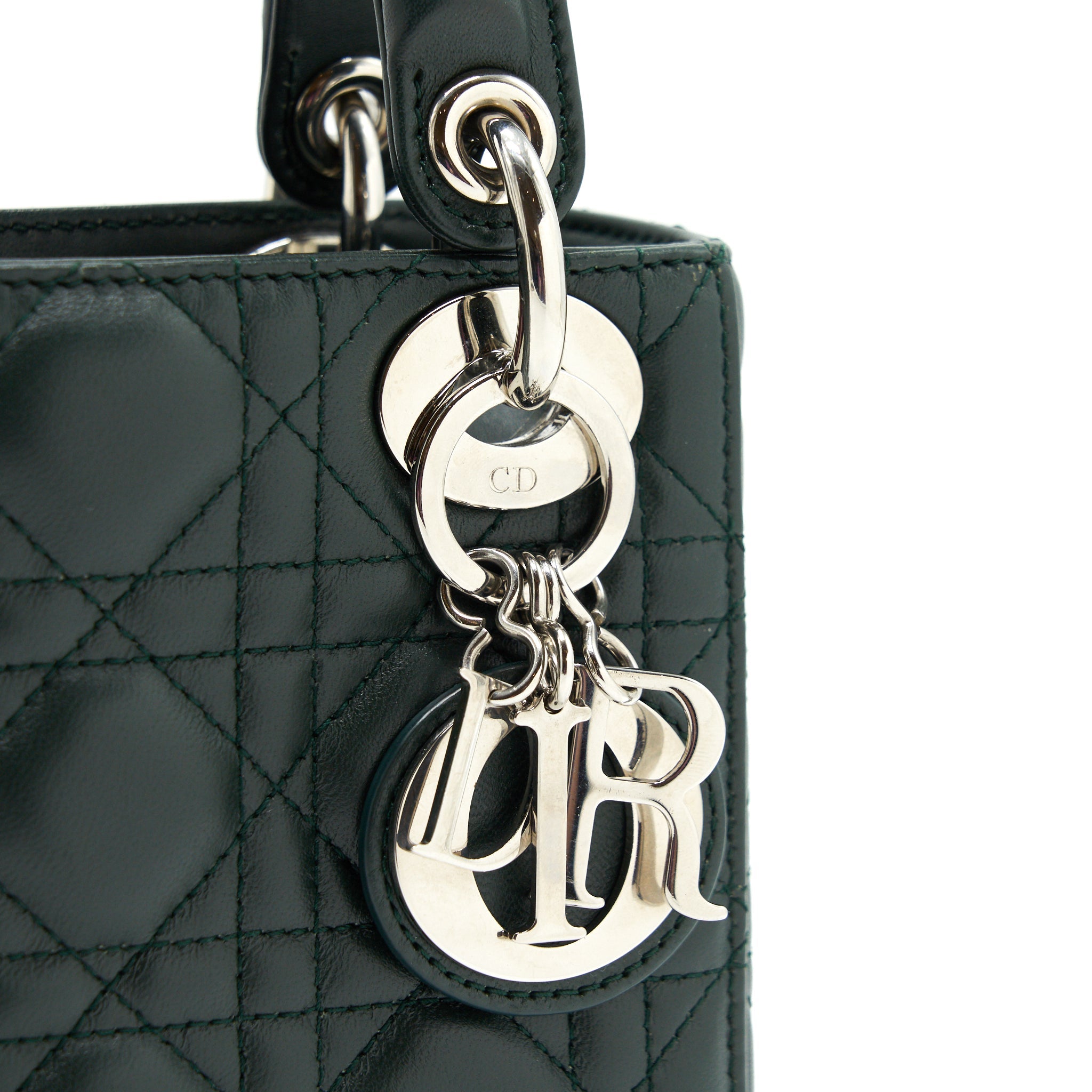 DIOR MINI LADY DIOR LAMBSKIN DARK GREEN SHW