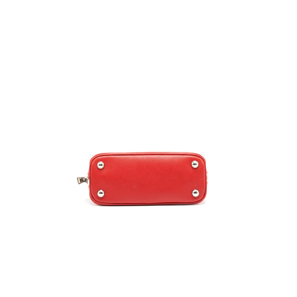 PRADA MINI PROMENADE SAFFIANO LUX LEATHER CROSSBODY BAG IN RED