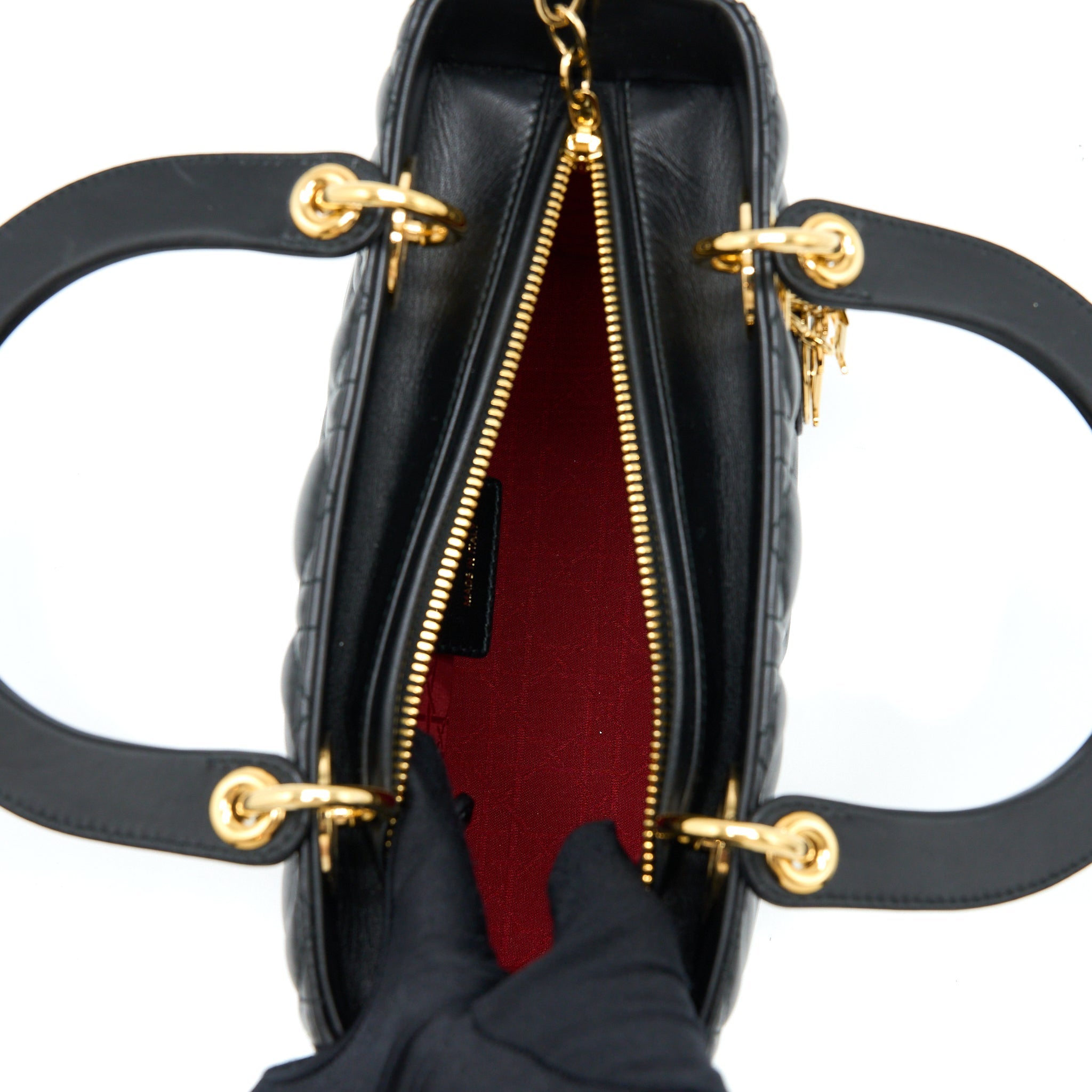 DIOR MEDIUM LADY DIOR LAMBSKIN BLACK GHW