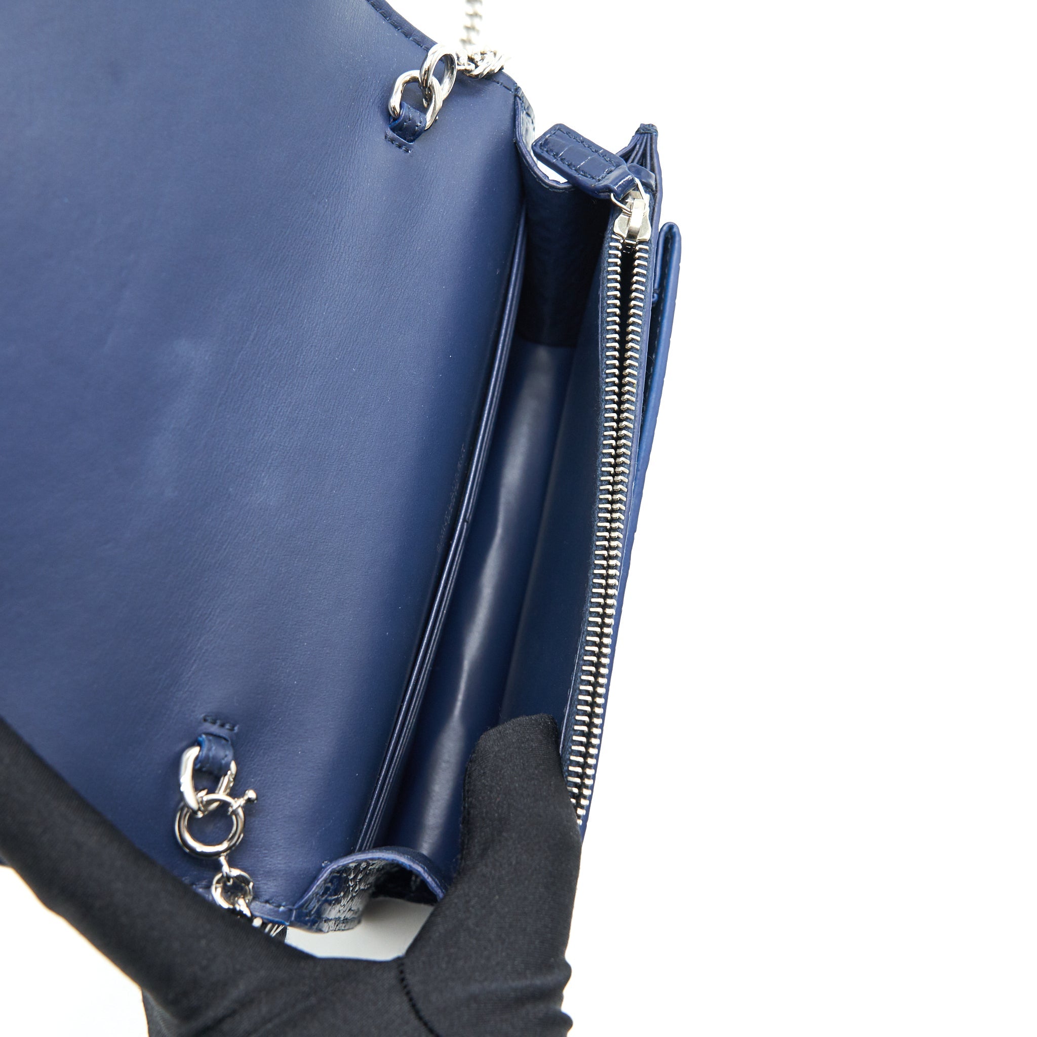 SAINT LAURENT SUNSET CHAIN WALLET NAVY SHW