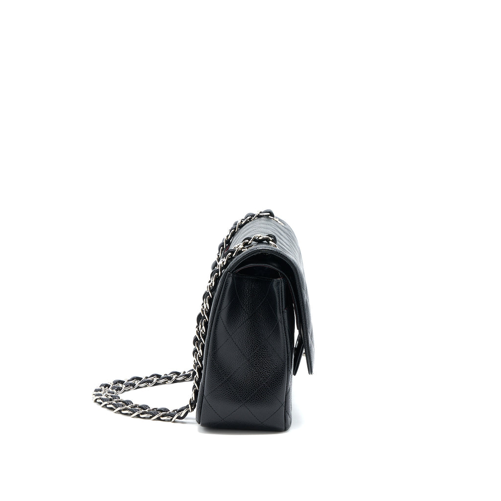 CHANEL JUMBO CLASSIC DOUBLE FLAP BAG CAVIAR BLACK SHW