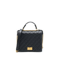 CHANEL RITA TOP HANDLE FLAP BAG GRAINED GOATSKIN BLACK BRUSHED GHW