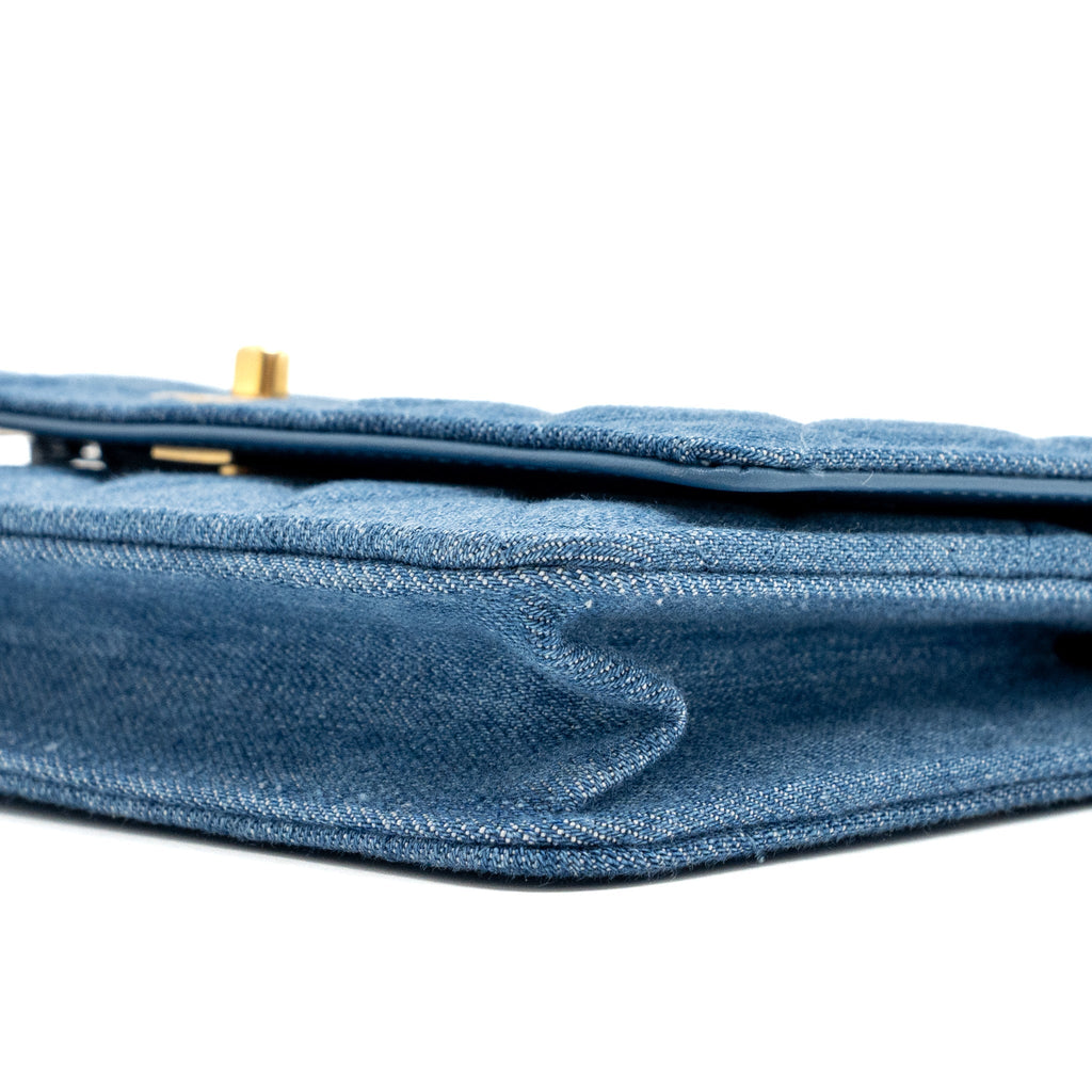 CHANEL PEARL CRUSH WALLET ON CHAIN DENIM BLUE GHW (MICROCHIP)