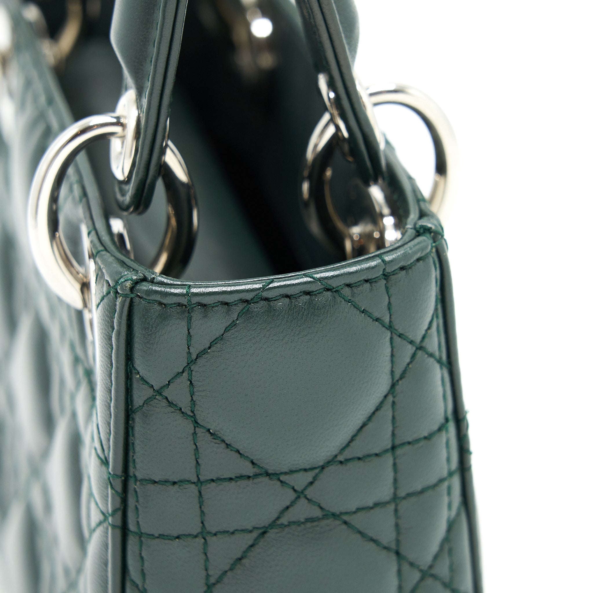 DIOR MINI LADY DIOR LAMBSKIN DARK GREEN SHW