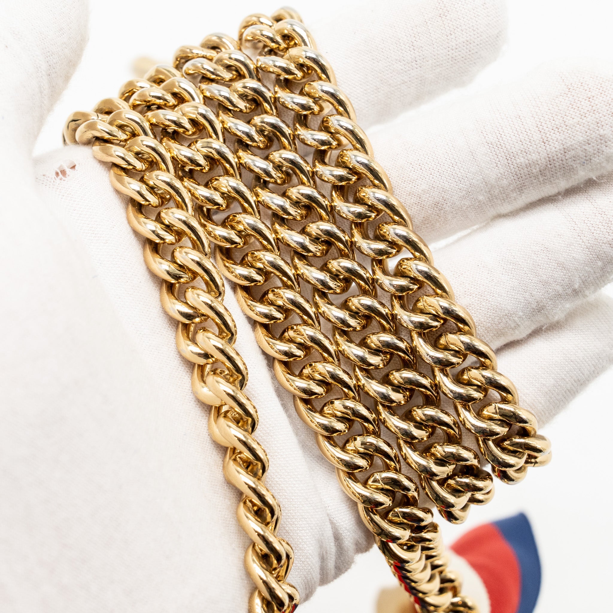 GUCCI MINI SYLVIE CHAIN BAG CALFSKIN WHITE/MULTICOLOUR GHW