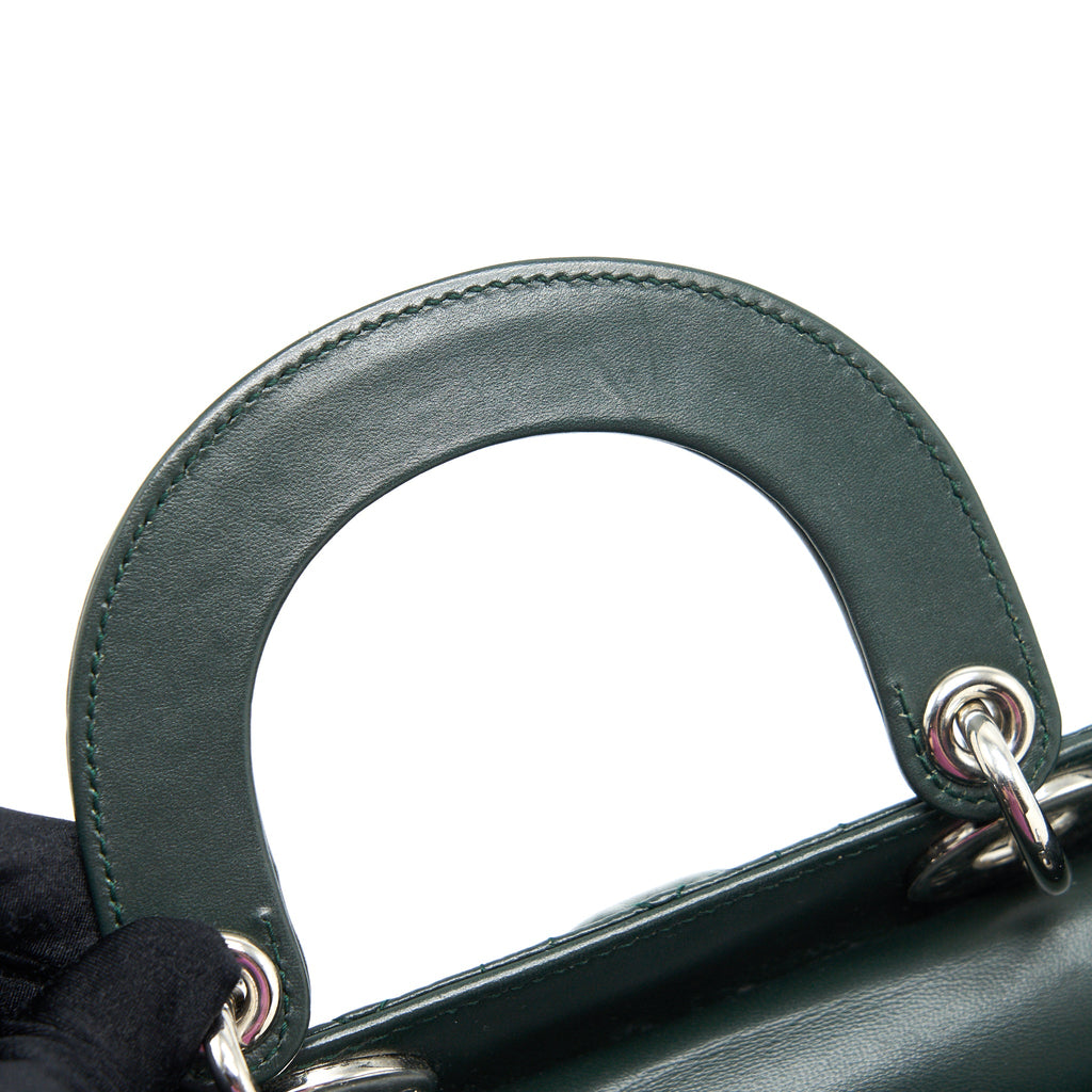 DIOR MINI LADY DIOR LAMBSKIN DARK GREEN SHW