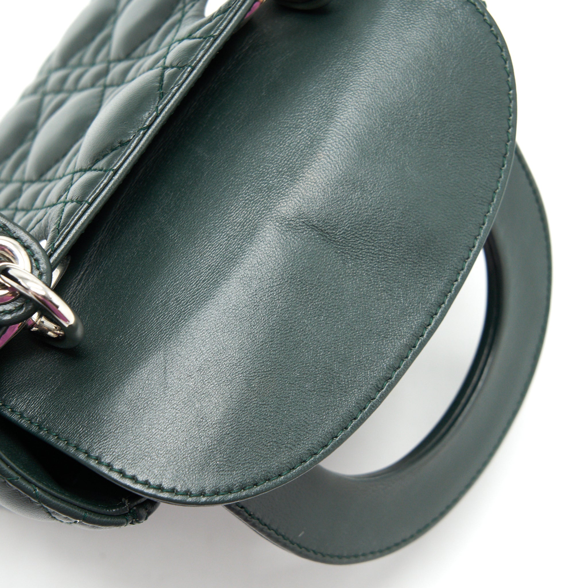 DIOR MINI LADY DIOR LAMBSKIN DARK GREEN SHW