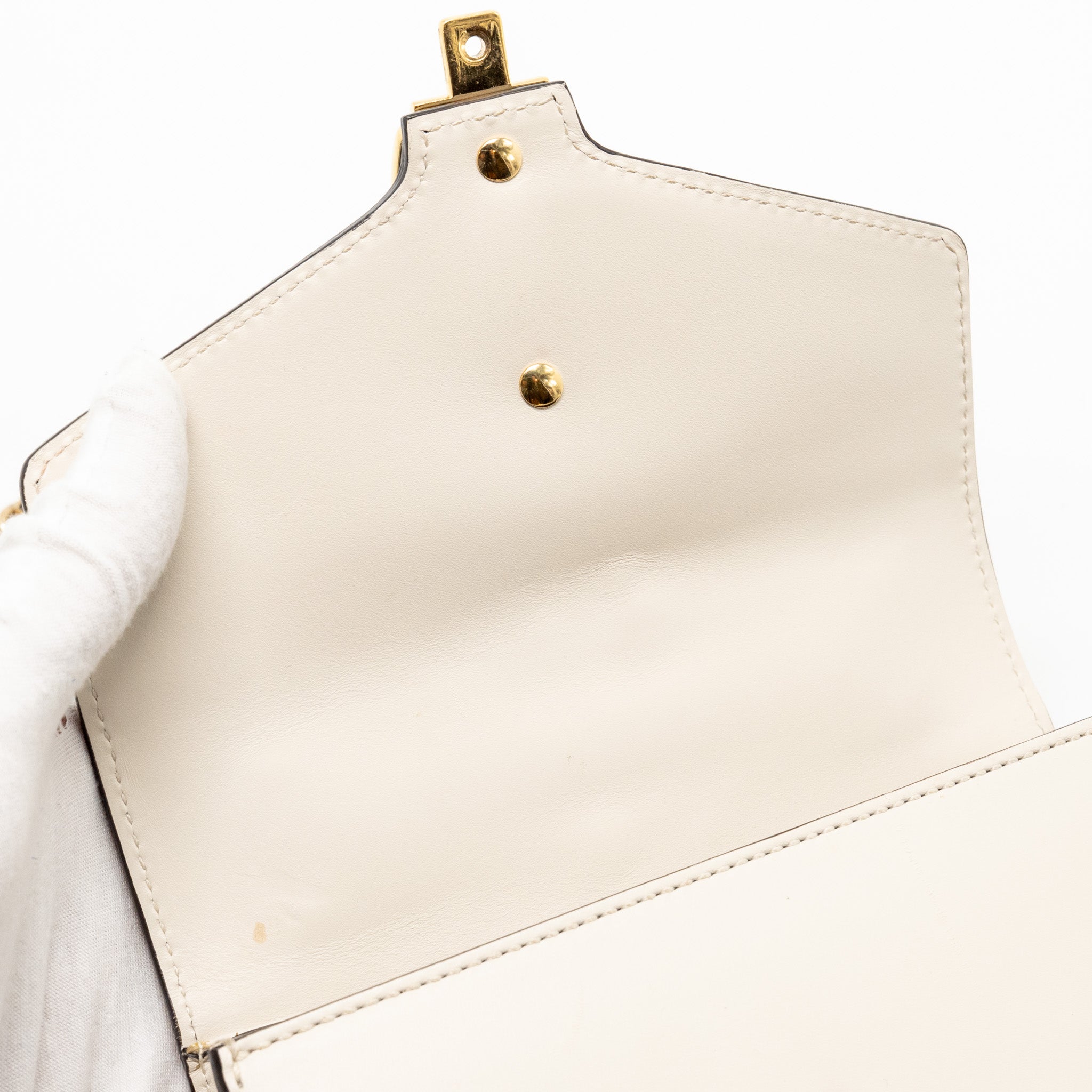 GUCCI MINI SYLVIE CHAIN BAG CALFSKIN WHITE/MULTICOLOUR GHW