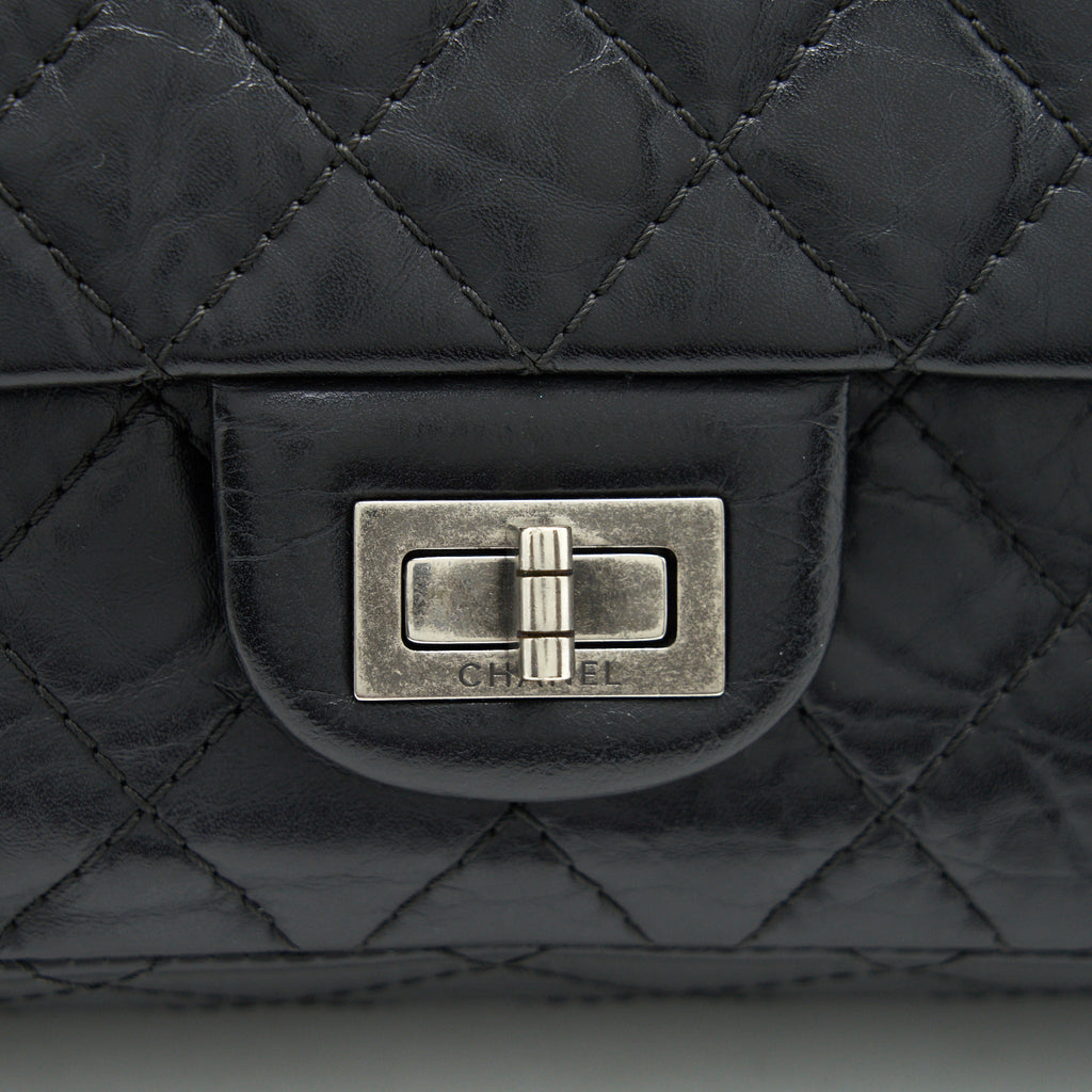 CHANEL REISSUE 2.55 DOUBLE FLAP BAG CALFSKIN BLACK SHW