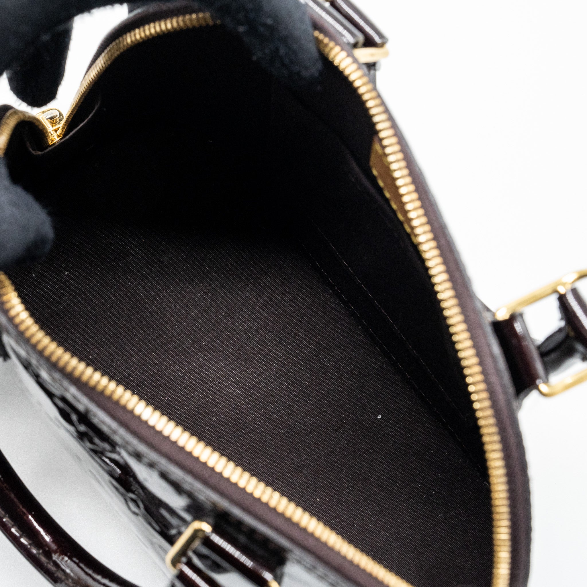 LOUIS VUITTON ALMA BB MONOGRAM PATENT AMARANTE PURPLE GHW
