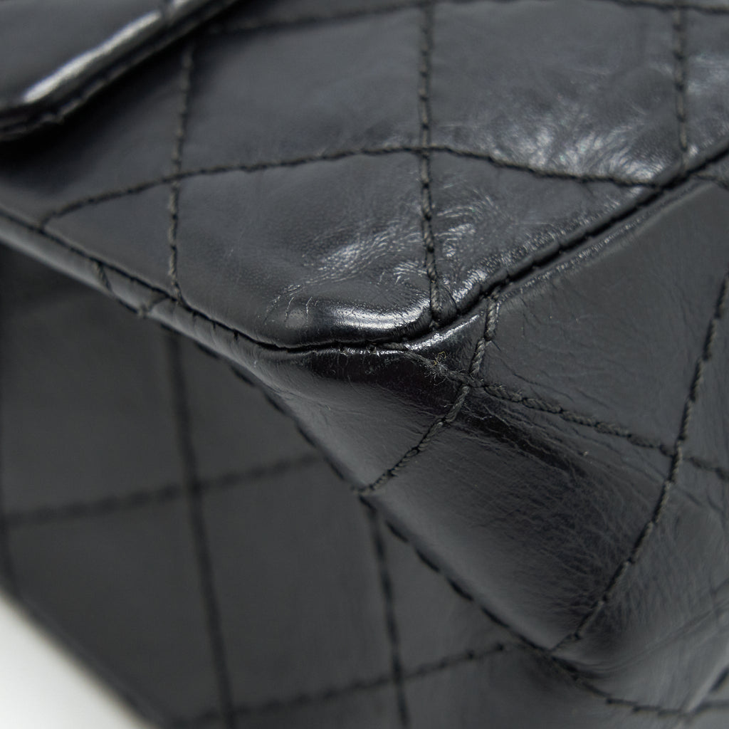 CHANEL REISSUE 2.55 DOUBLE FLAP BAG CALFSKIN BLACK SHW