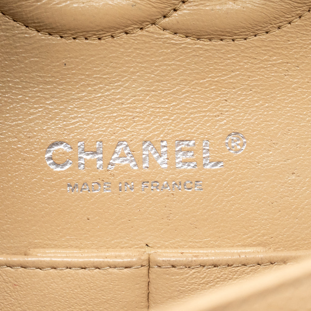 CHANEL MEDIUM CLASSIC DOUBLE FLAP BAG CAVIAR BEIGE SHW