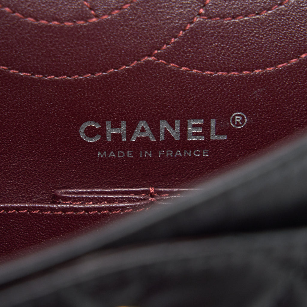 CHANEL REISSUE 2.55 DOUBLE FLAP BAG CALFSKIN BLACK SHW