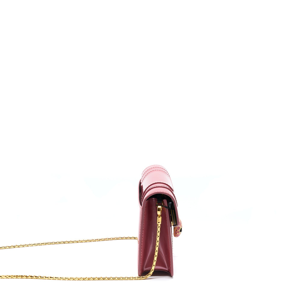 BVLGARI SERPENTI FOREVER CHAIN WALLET PATENT DARK PINK