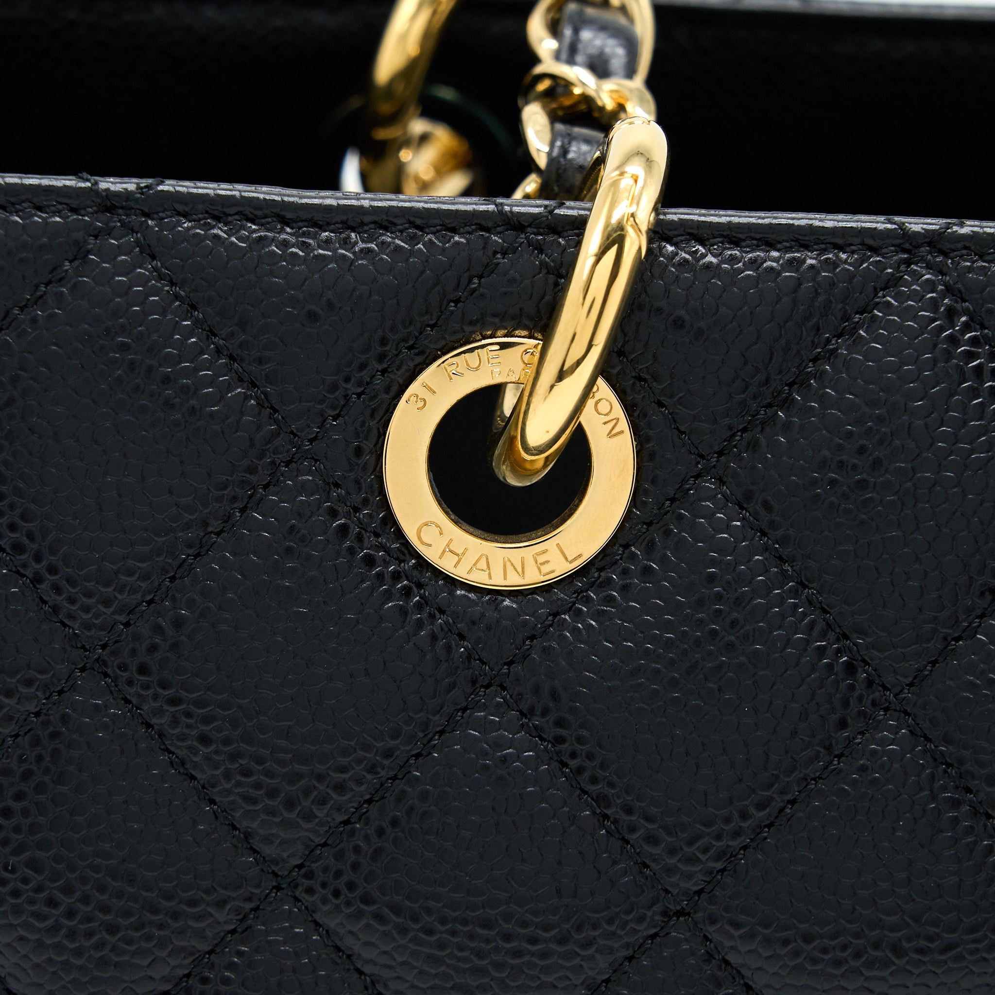 CHANEL GRAND SHOPPING TOTE BAG CAVIAR BLACK GHW