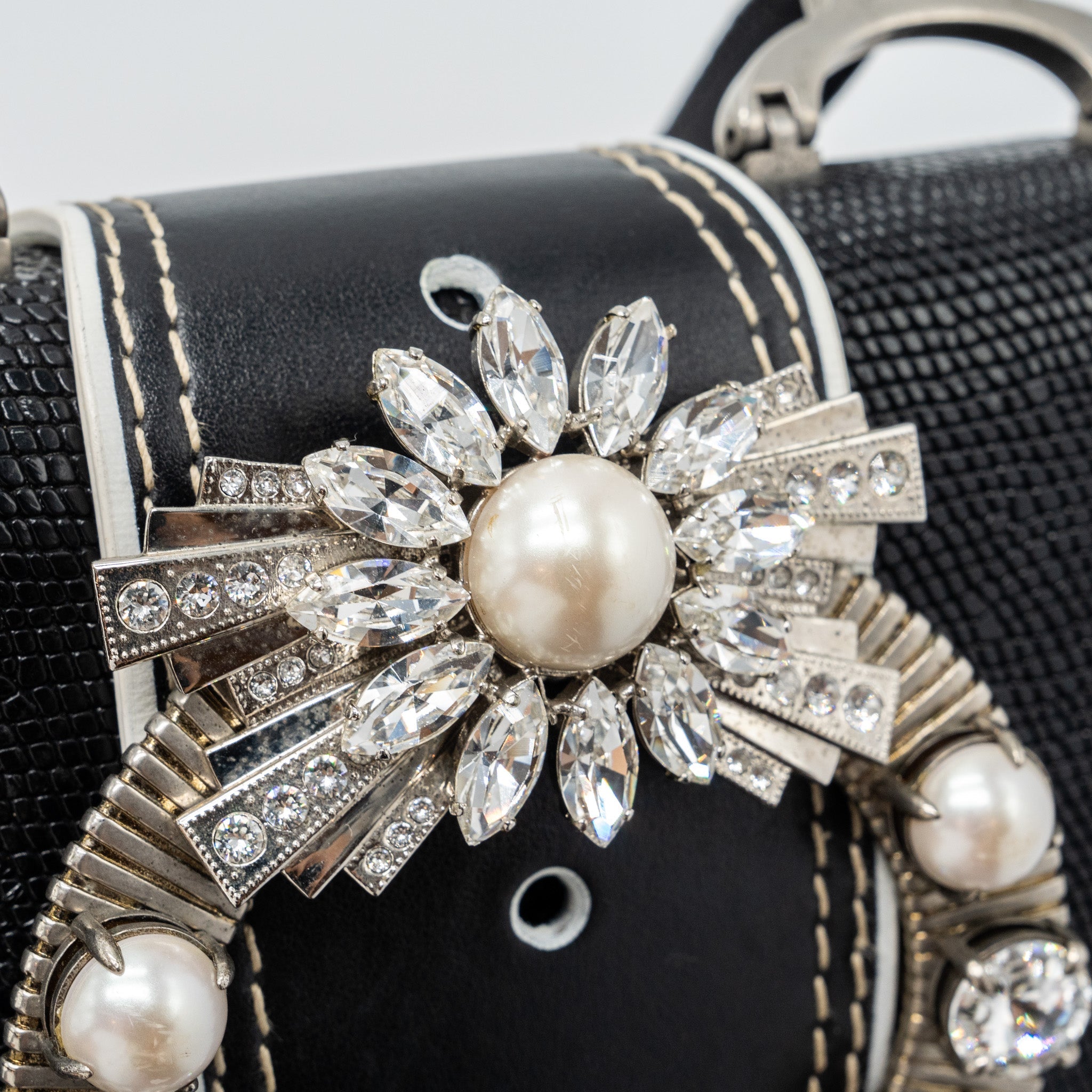 MIU MIU ST.LUCERTOLA EMBOSSED LEATHER BLACK SHW
