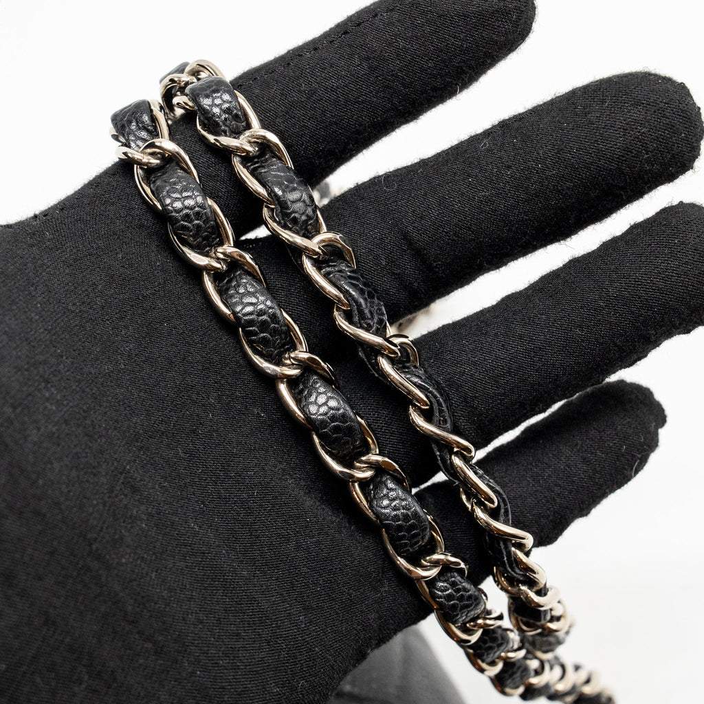 CHANEL MEDIUM CLASSIC DOUBLE FLAP BAG CAVIAR BLACK SHW