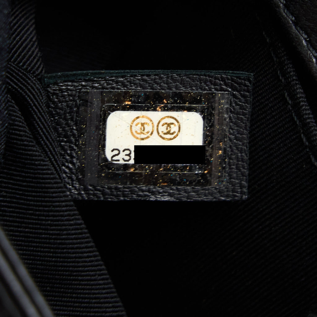 CHANEL SMALL JACKET BOY BAG LAMBSKIN/TWEED BLACK GHW