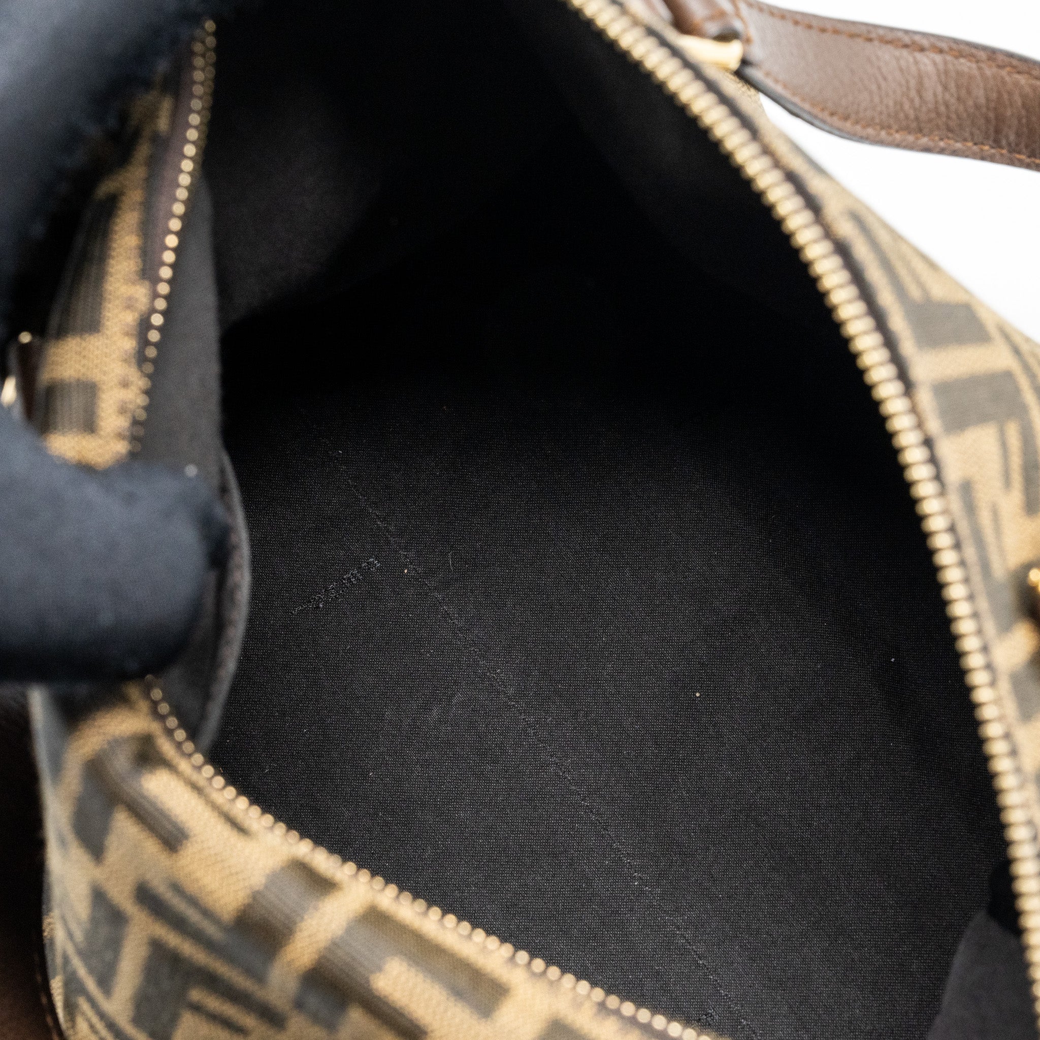 FENDI BOSTON BAG FF JACQUARD FABRIC BROWN GHW