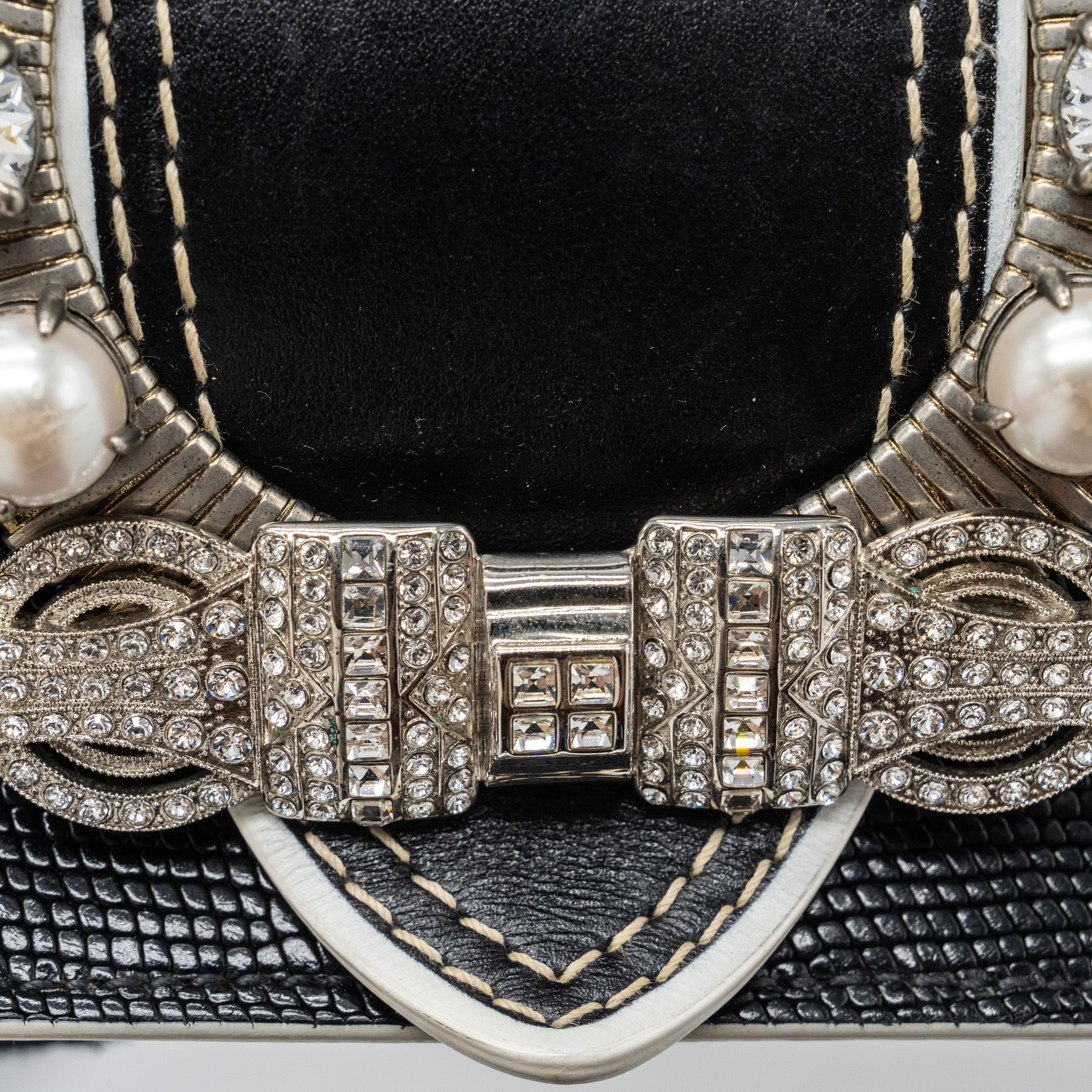 MIU MIU ST.LUCERTOLA EMBOSSED LEATHER BLACK SHW