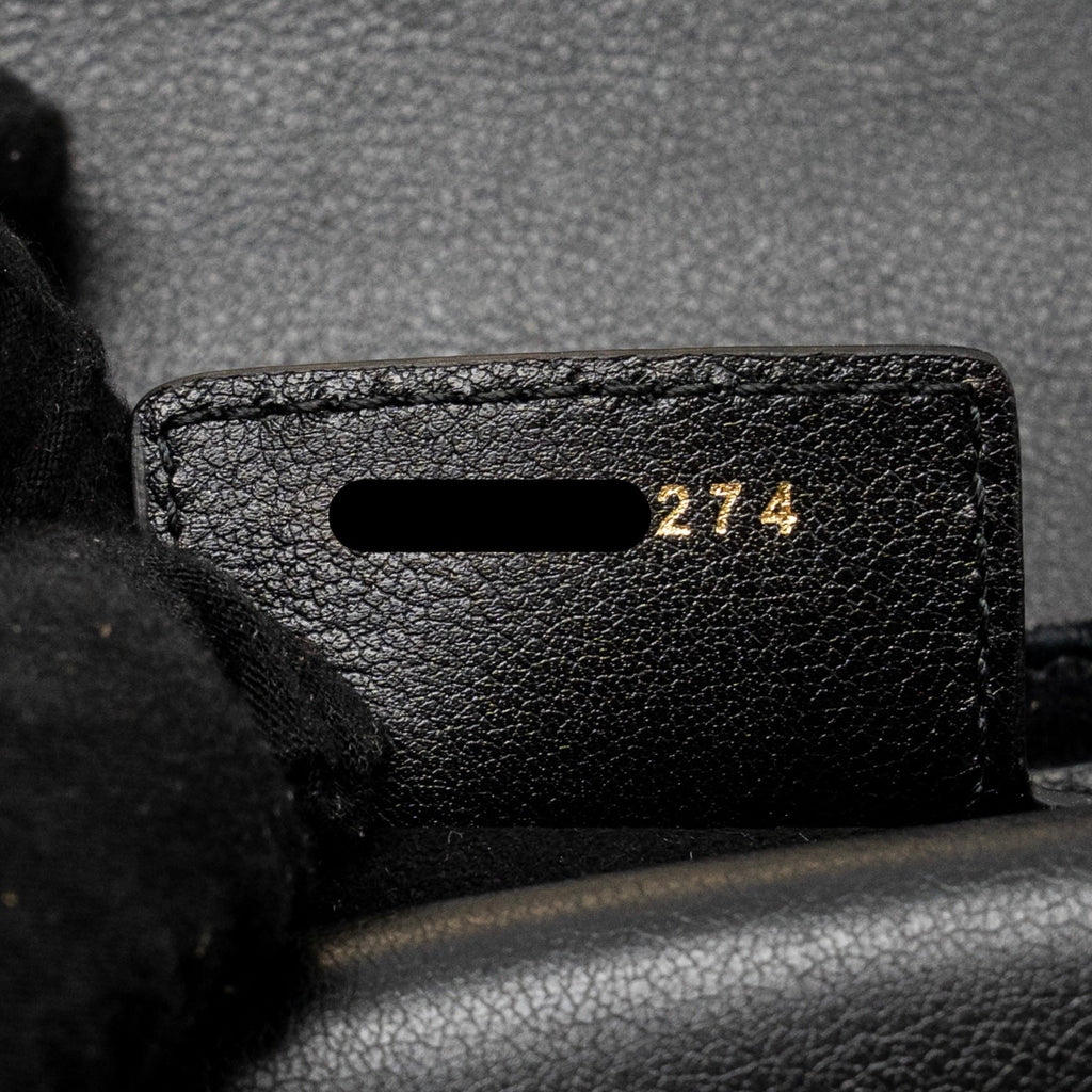 DIOR SMALL DIOR JOLIE TOP HANDLE BAG CANNAGE CALFSKIN BLACK GHW