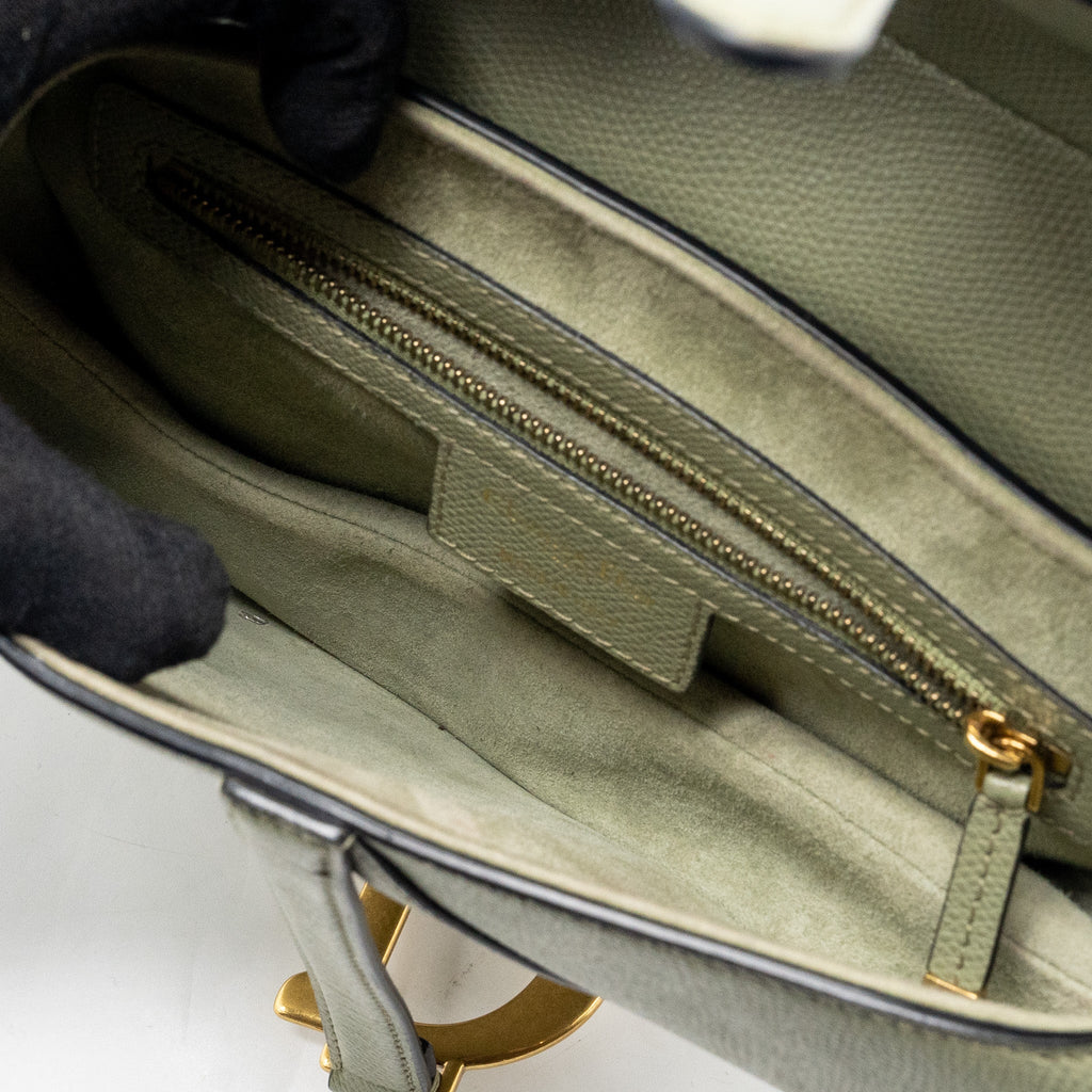 DIOR MEDIUM SADDLE BAG GRAINED CALFSKIN GREEN GHW
