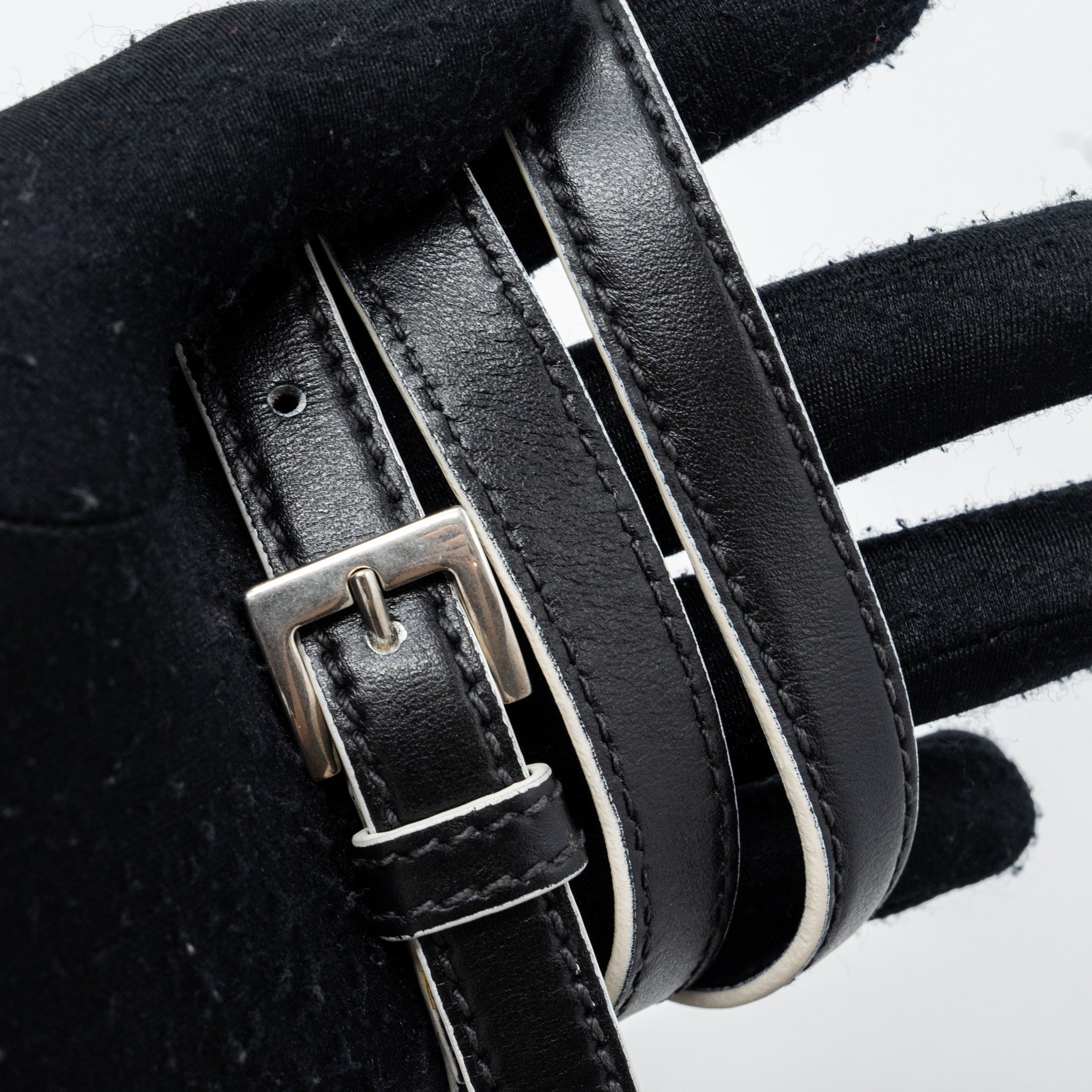 MIU MIU ST.LUCERTOLA EMBOSSED LEATHER BLACK SHW
