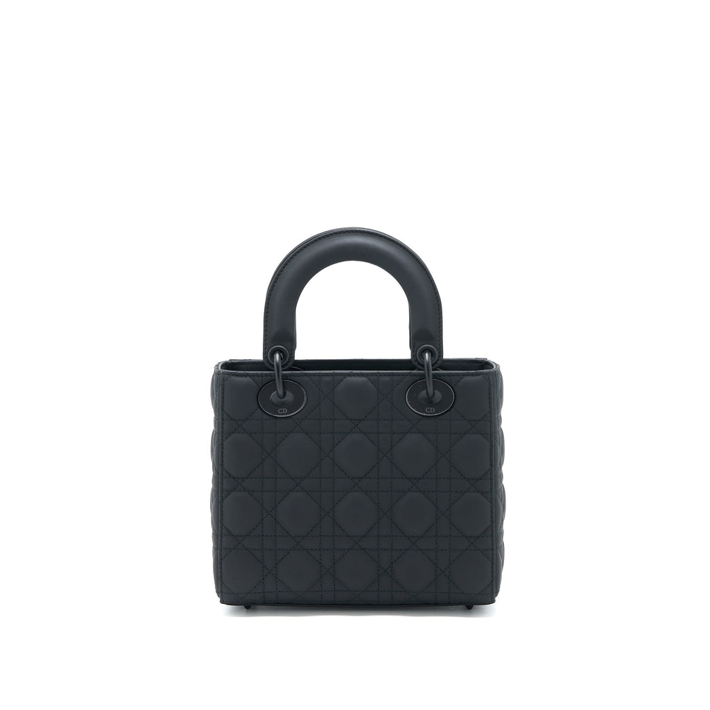 DIOR SMALL LADY DIOR CALFSKIN SO BLACK WITH BLACK HARDWARE