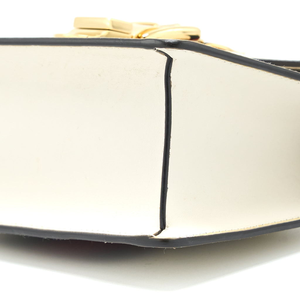 GUCCI MINI TOP HANDLE SYLVIE BAG CALFSKIN WHITE GHW