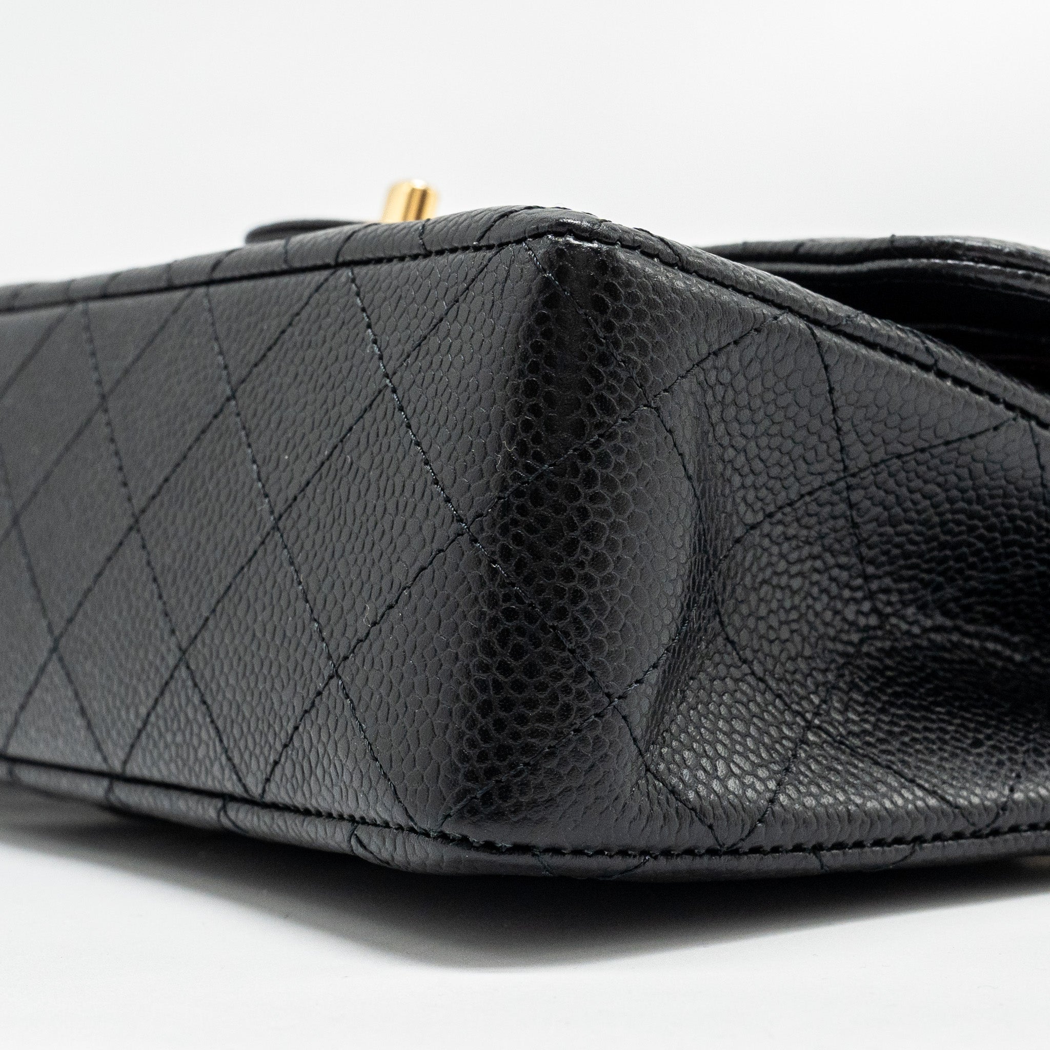 CHANEL SMALL CLASSIC DOUBLE FLAP BAG CAVIAR BLACK GHW(MICROCHIP)